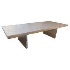 21st Century Sycamore Live Edge Coffee Table with Lucite Base