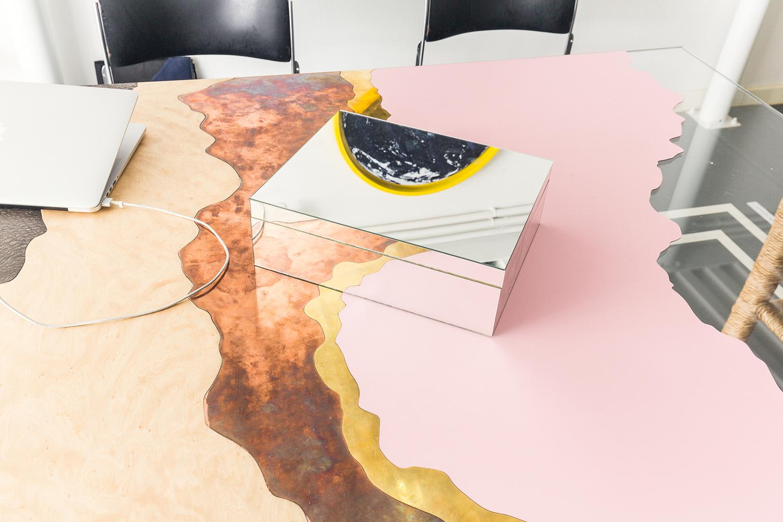 Contemporary 21st Century Table de Milàn Table in Ultra-White Glass and Laminates