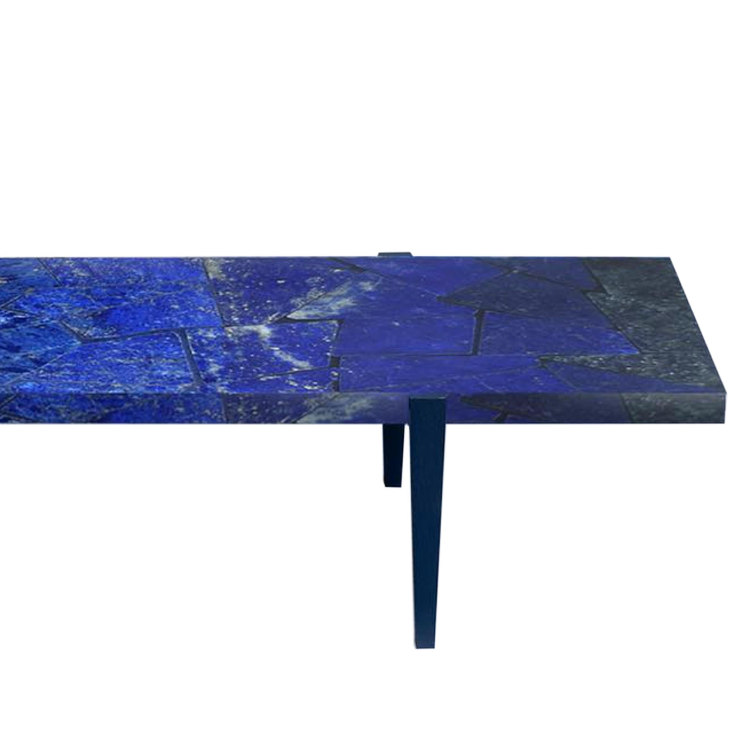 Pakistani 21st Century Table Lapis Lazuli, Semi Precious Metal Blue Gray Natural Stone For Sale