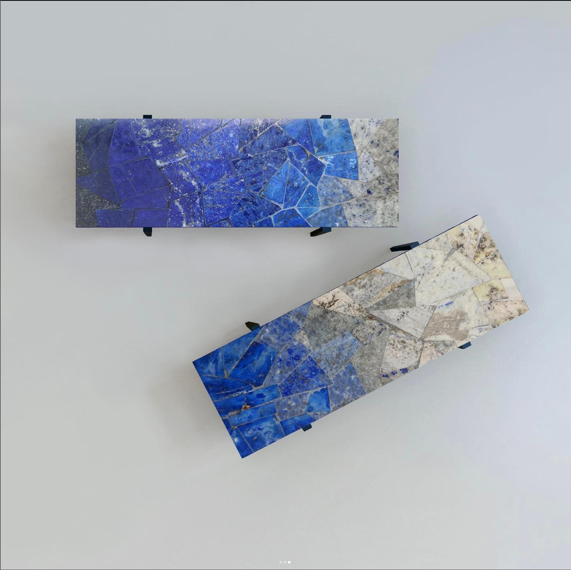 21st Century Table Lapis Lazuli, Semi Precious Metal Blue Gray Natural Stone In New Condition For Sale In Islamabad, Punjab