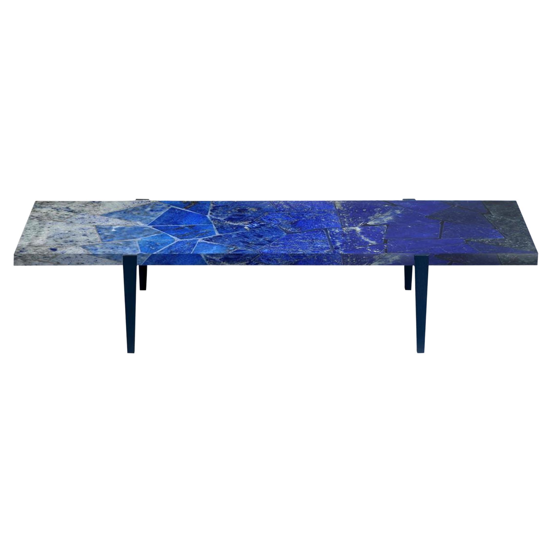 21st Century Table Lapis Lazuli, Semi Precious Metal Blue Gray Natural Stone For Sale