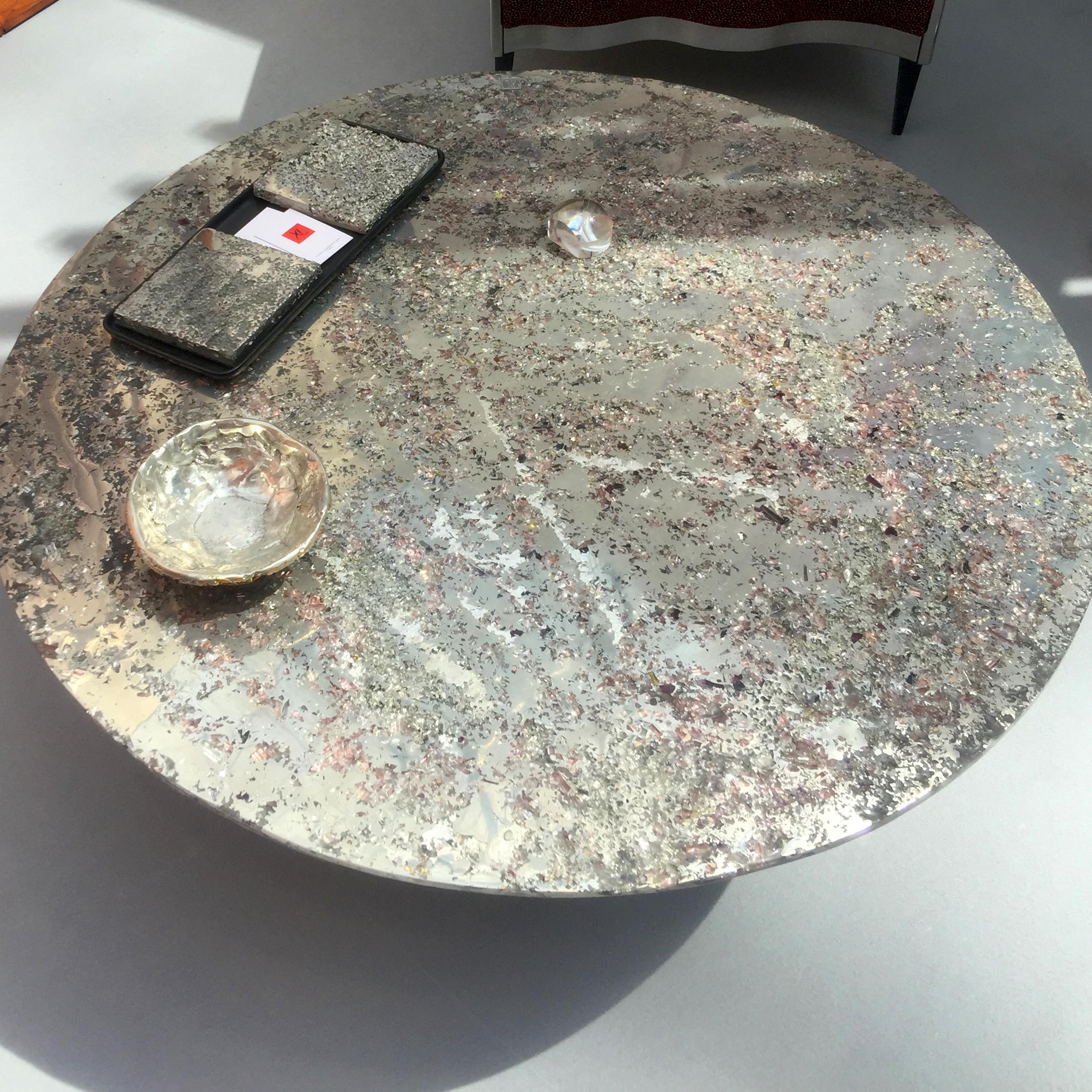  21st Century Table -Life on Mars- Pewter Murano Glass - Xavier Lavergne France In Excellent Condition For Sale In Paris, FR