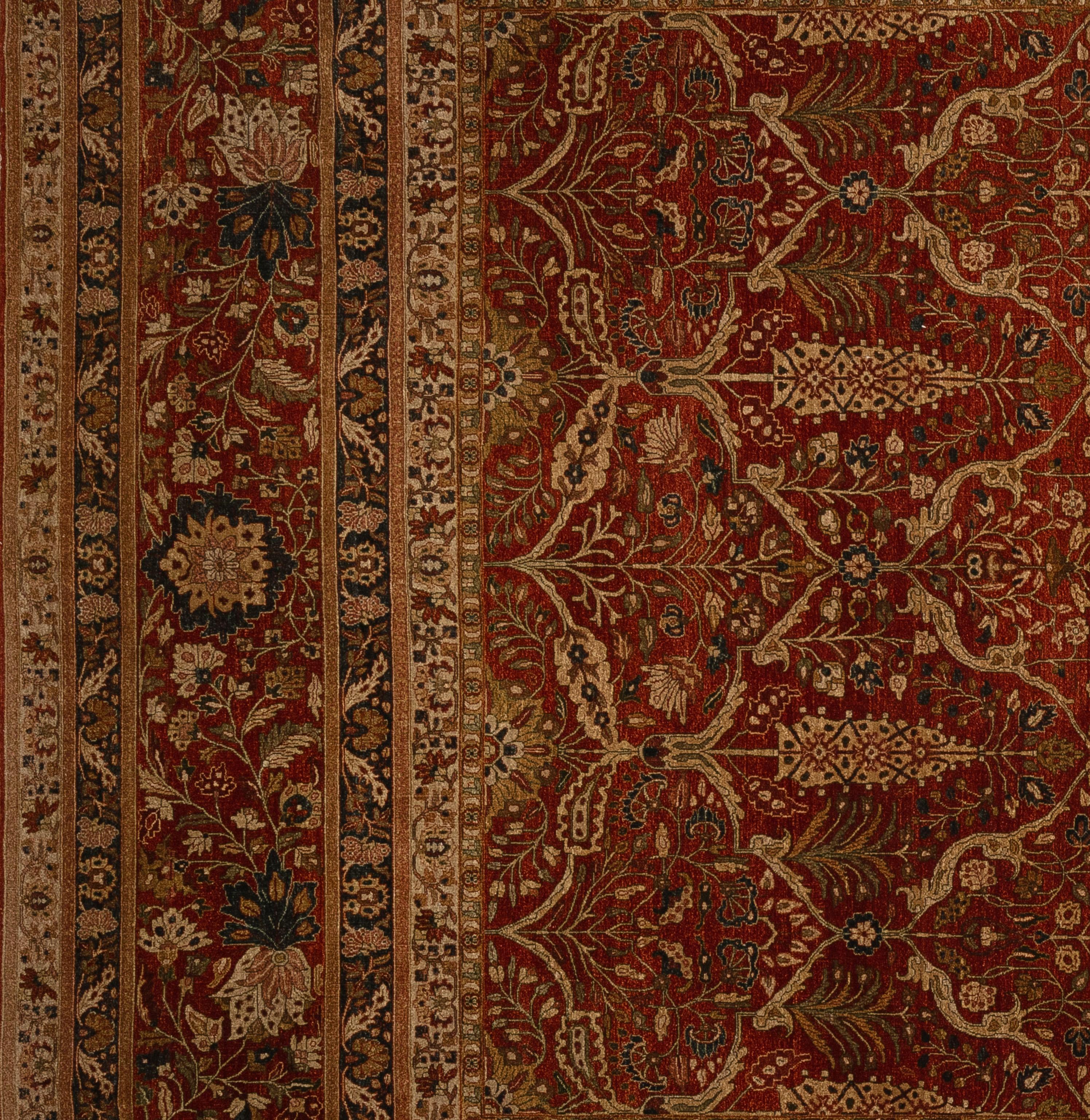 Indian 21st Century Tabriz Rug For Sale