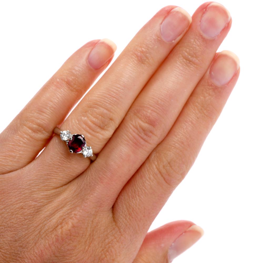 Oval Cut 21st Century Tacori Ruby Diamond 3-Stone Platinum Ring