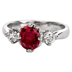 21st Century Tacori Ruby Diamond 3-Stone Platinum Ring