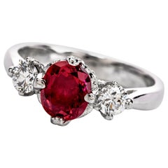 21st Century Tacori Ruby Diamond 3-Stone Platinum Ring