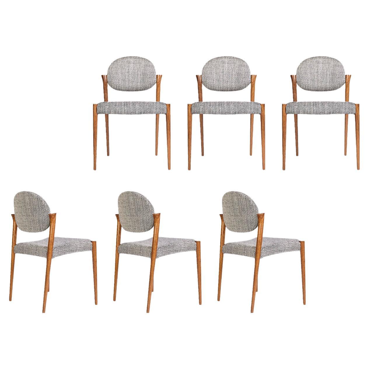 Tanoco Kleiner Stuhl Satz von 6 Stühlen, Mutenye Holz, Handgefertigt von Duistt im Angebot