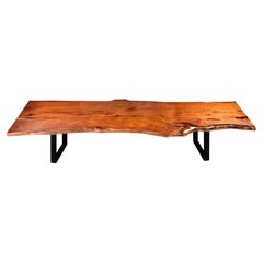21st Century Taurus Table, Solid Macrocarpa, Resin, Iron Legs, Made in Italy