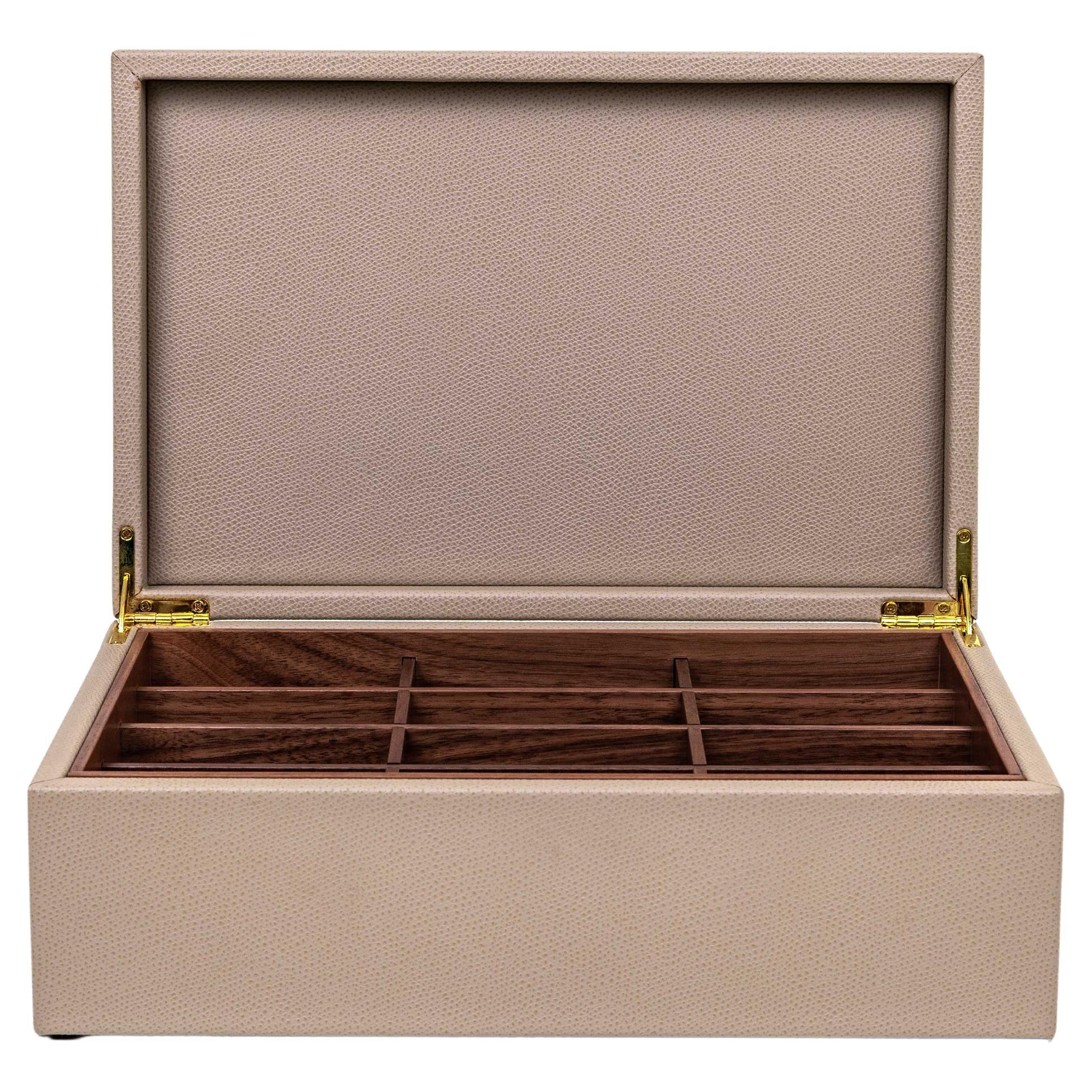 21st Century Tea Box Organizer in Leather Handmade in Italy For Sale
