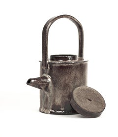 21st Century Teapot N°3 in Black Ceramic, Hand-Crafted in France