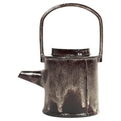 21st Century Teapot N°3 in Black Ceramic, Hand-Crafted in France