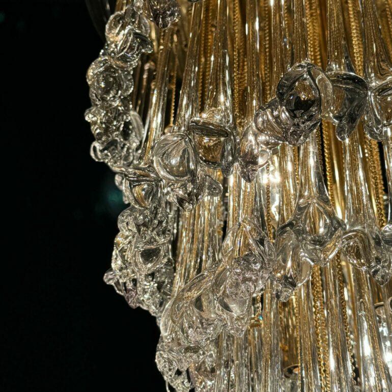 Hand-Crafted Italian Murano Glass Teardrop Chandelier, by Designer Paolo Venini