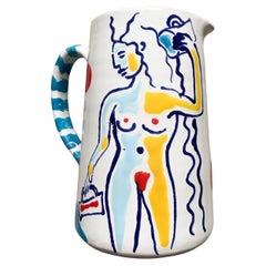 21st Century Temperanza Jar Handmade and Hand Glazed in Italy by Ilaria Bianchi