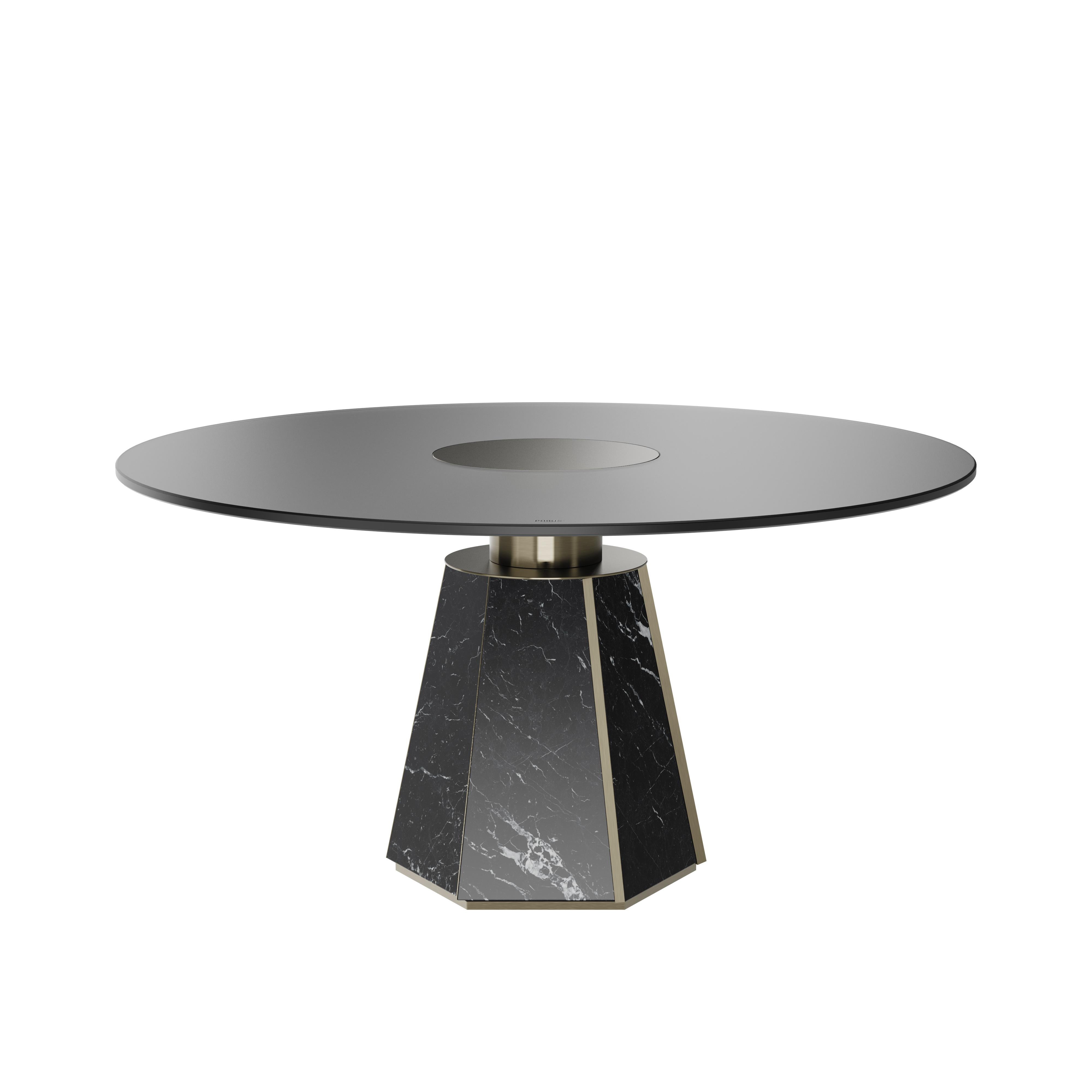 Portugais Table de salle à manger texane du 21e siècle en marbre et métal fabriqué à Porugal par Porus Studio en vente