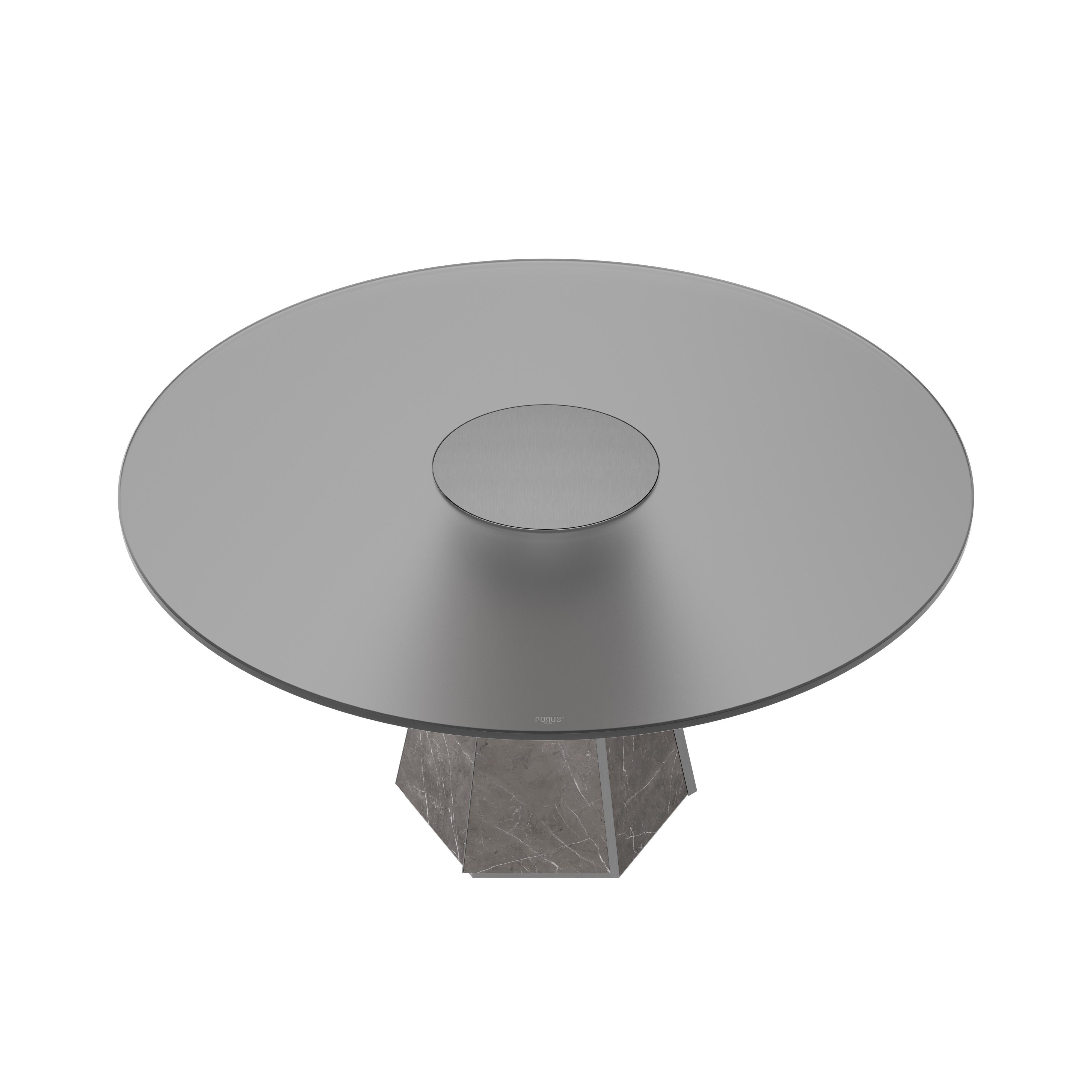 Table de salle à manger texane du 21e siècle en marbre et métal fabriqué à Porugal par Porus Studio Neuf - En vente à RIO TINTO, PT