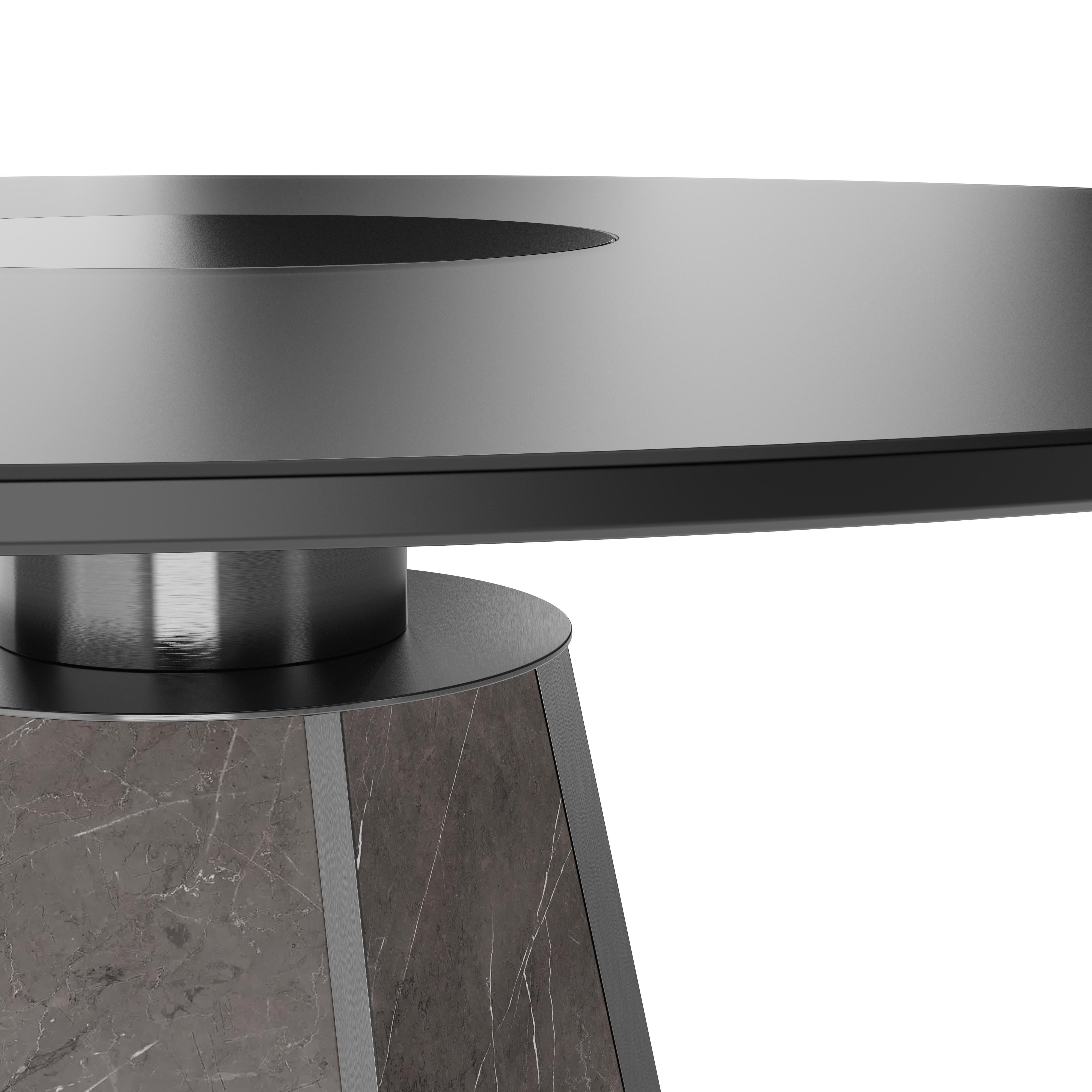 Table de salle à manger texane du 21e siècle en marbre et métal fabriqué à Porugal par Porus Studio en vente 1