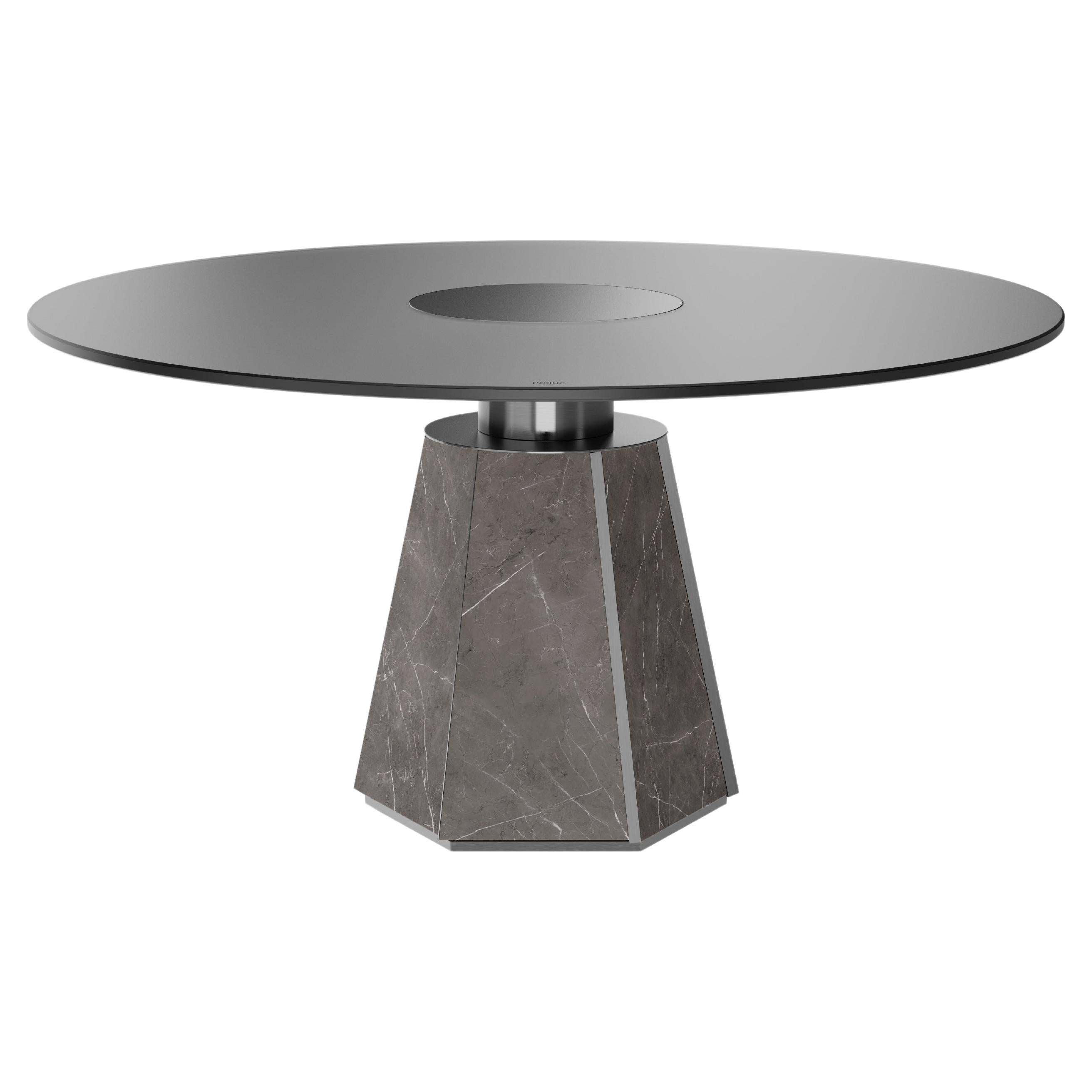 Table de salle à manger texane du 21e siècle en marbre et métal fabriqué à Porugal par Porus Studio