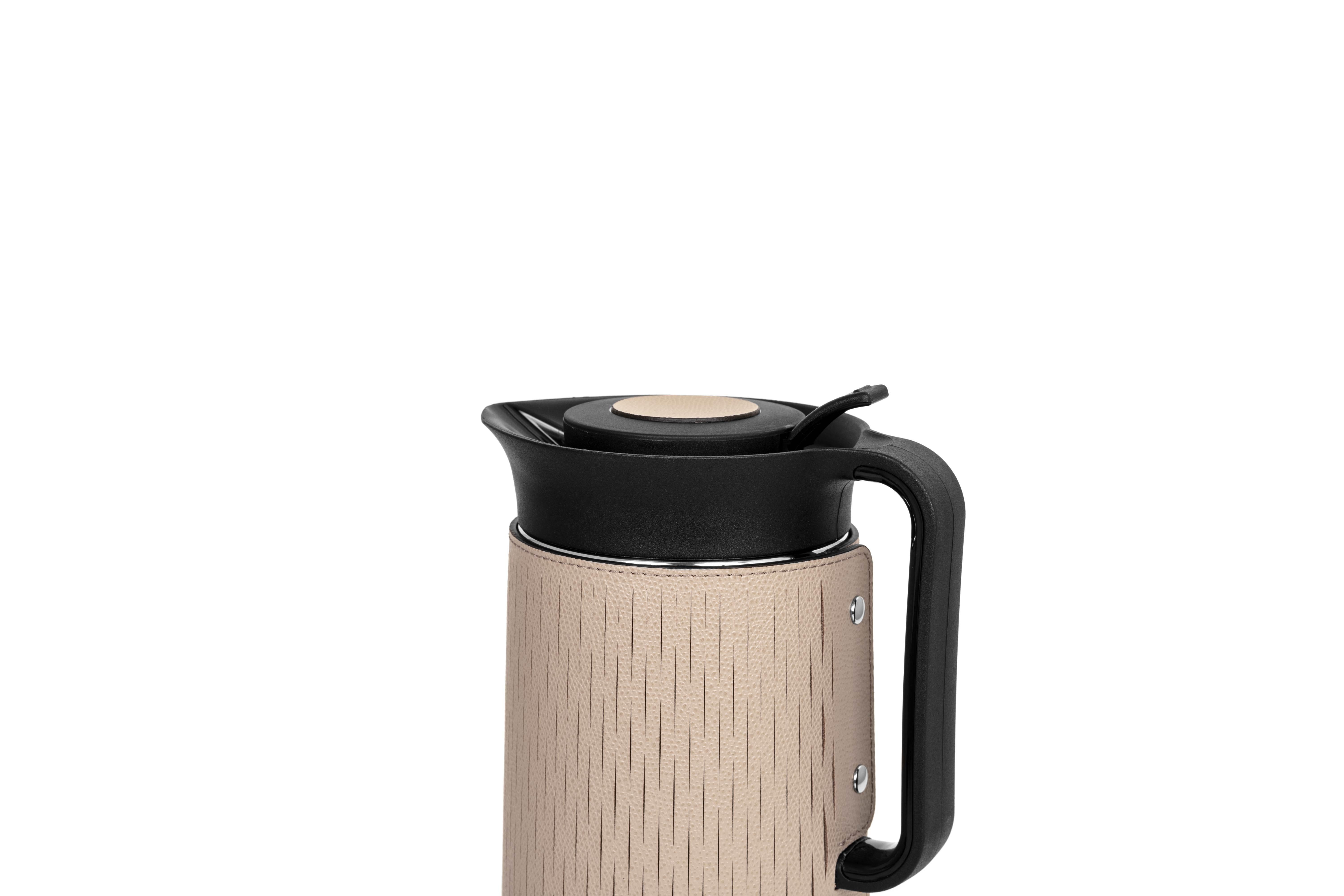 Modern 21st Century Thermal Carafe Mocha with Taupe Cover for Coffee Service For Sale