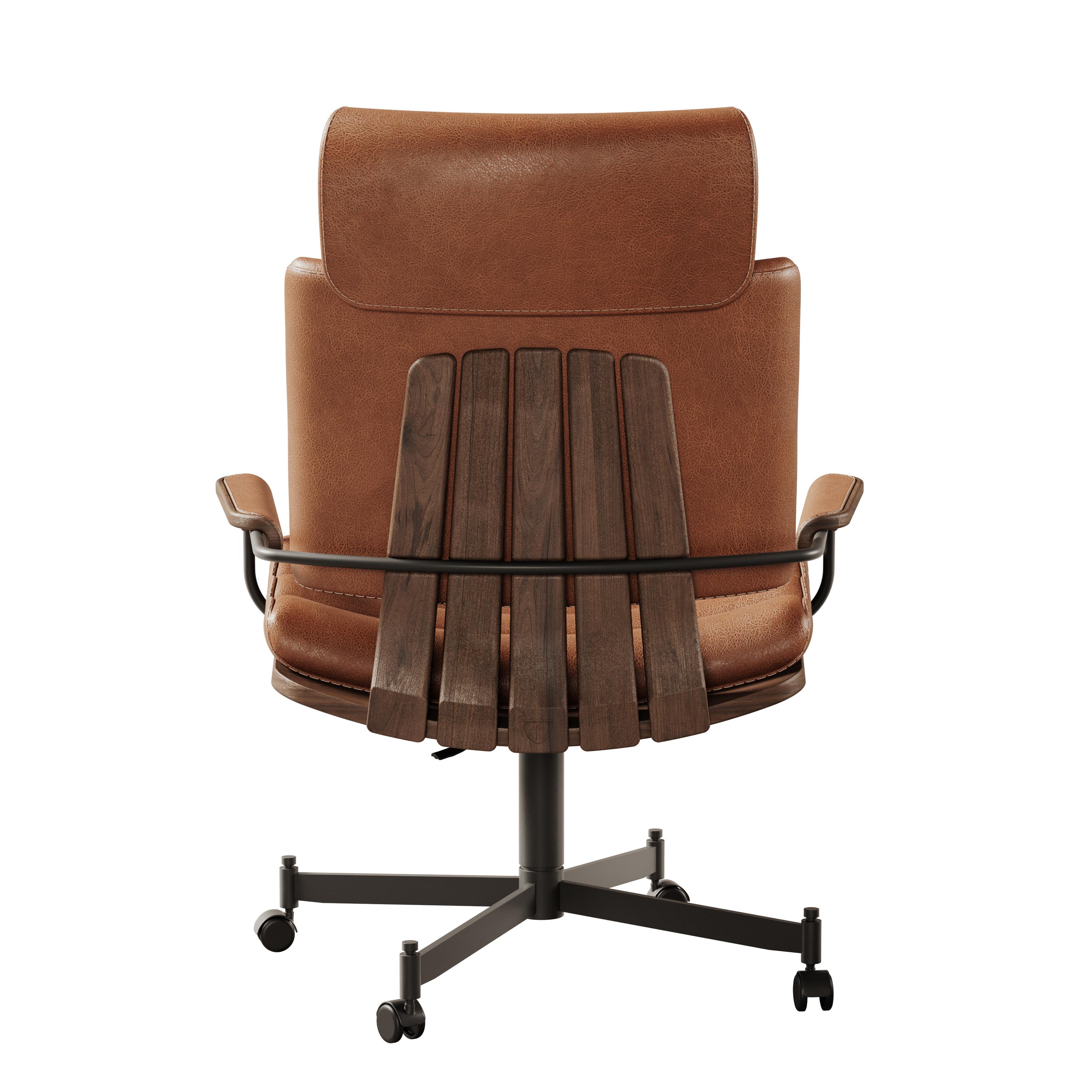 21st Century, Thomas ii Office Chair Leather Wood For Sale 4