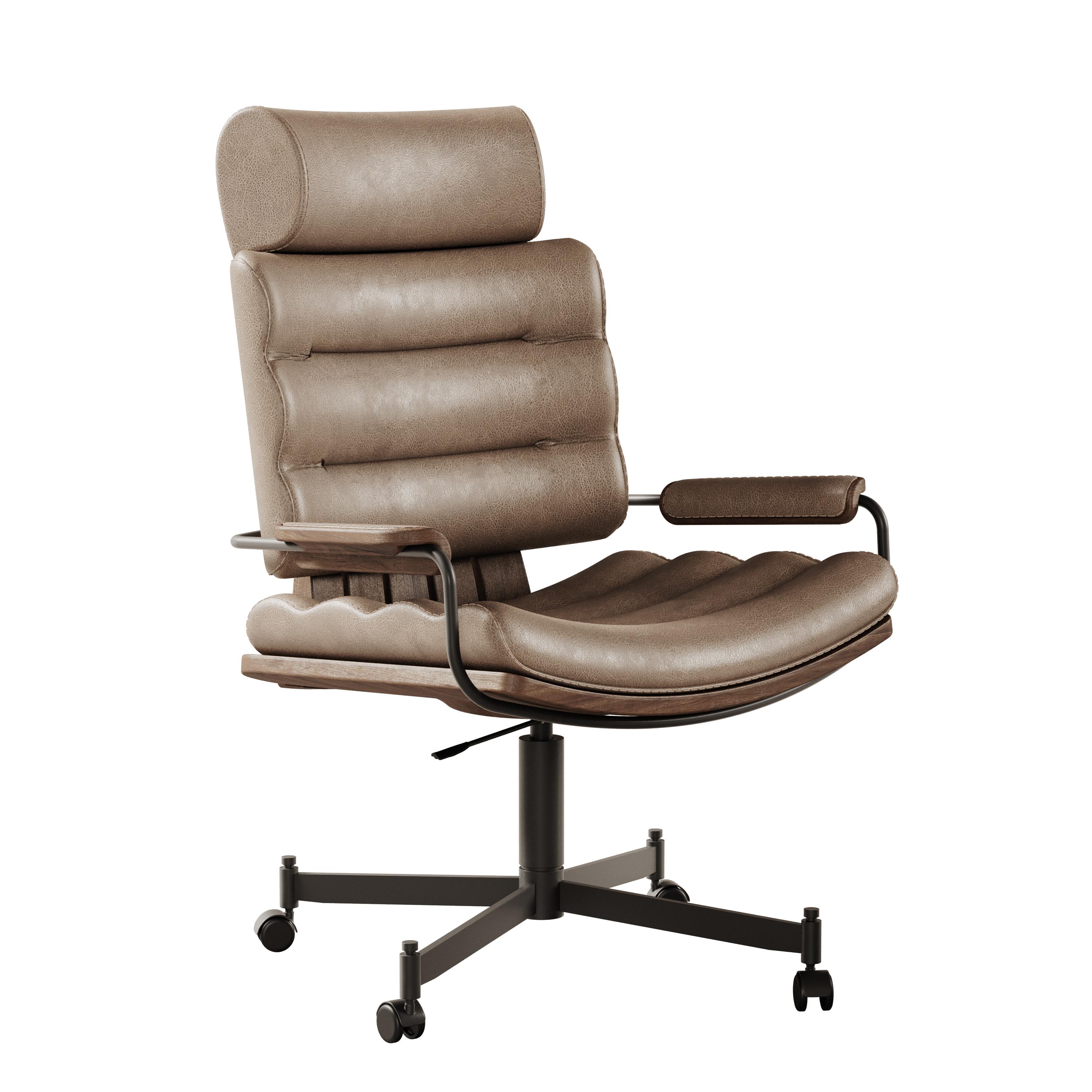 21st Century, Thomas ii Office Chair Leather Wood For Sale 5