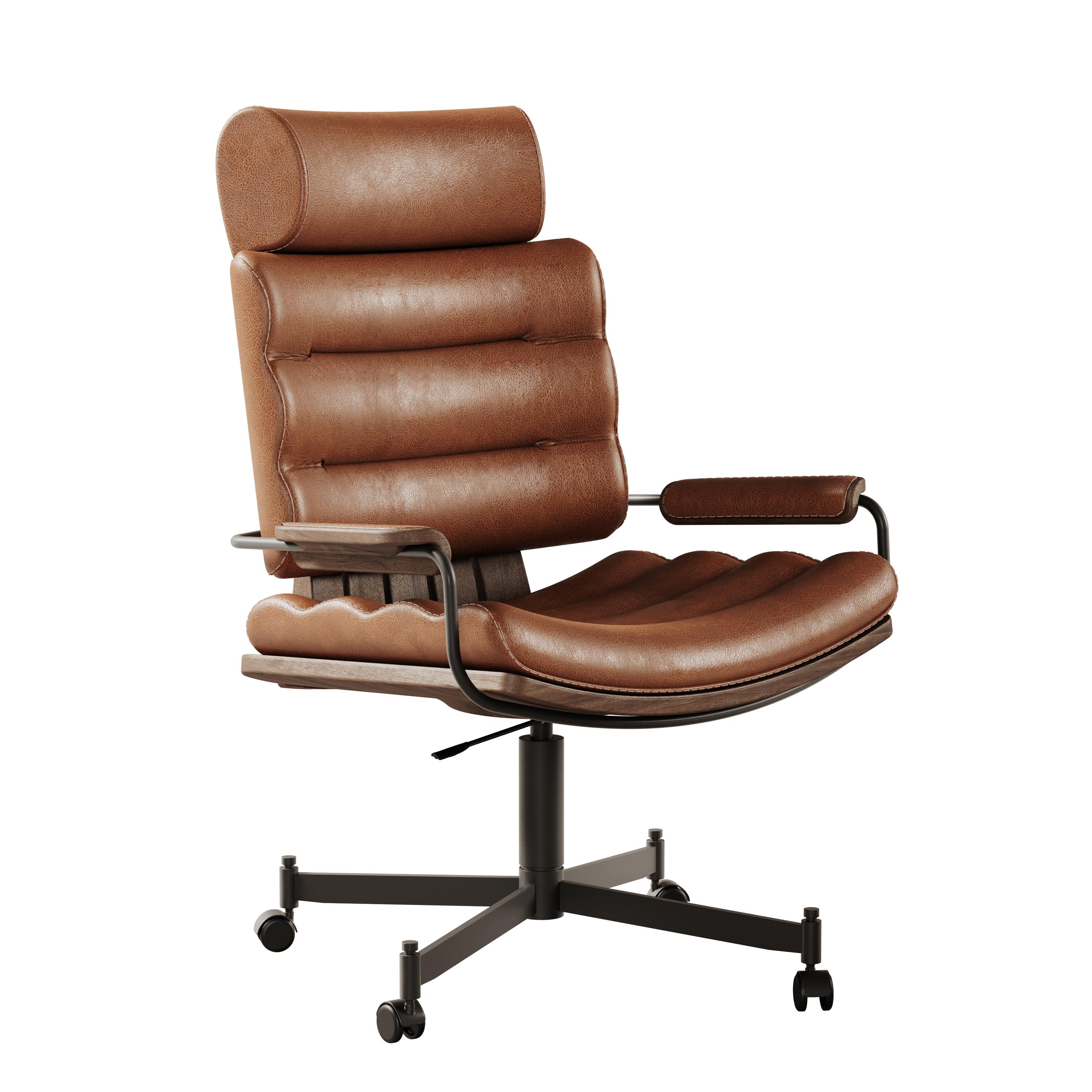 21st Century, Thomas ii Office Chair Leather Wood For Sale 1