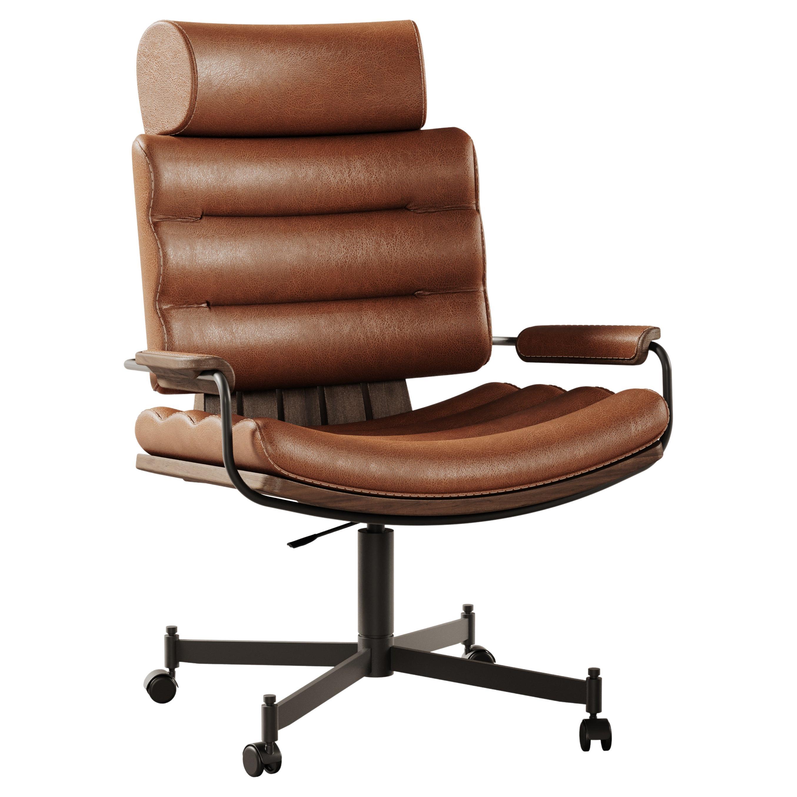 21st Century, Thomas ii Office Chair Leather Wood For Sale