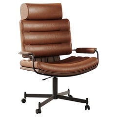 21e siècle, chaise de bureau Thomas ii en bois de cuir