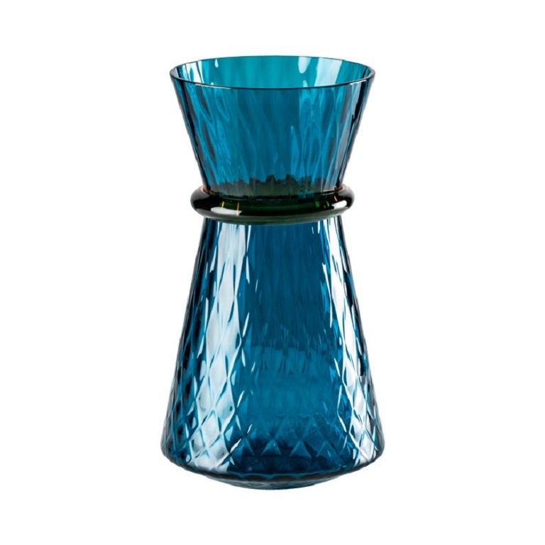 21st Century Tiara Small Glass Vase in Horizon by Francesco Lucchese For Sale