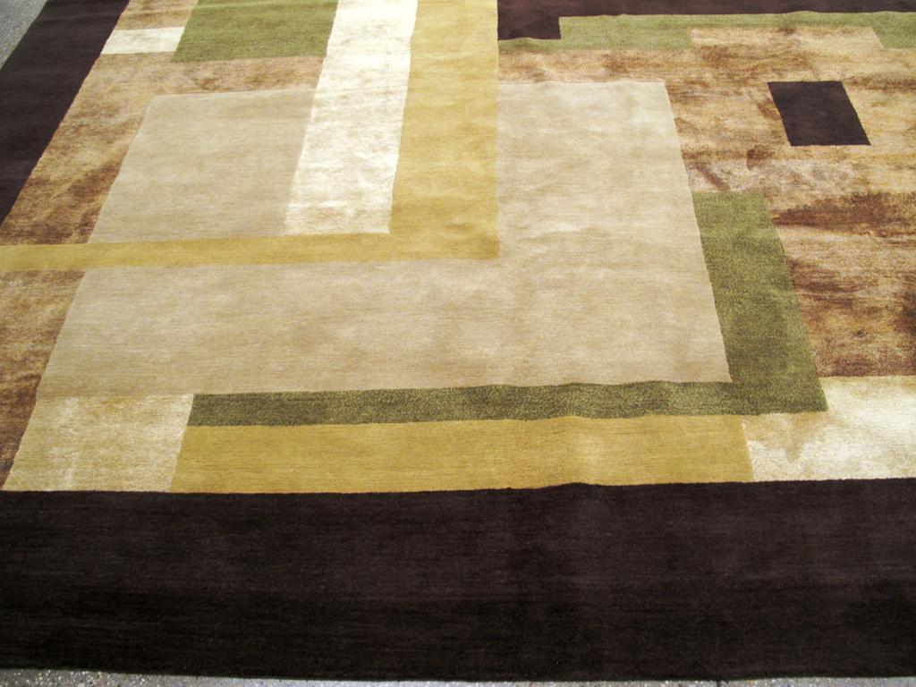 21st Century Tibetan Art Deco Square Large Room Size Carpet im Zustand „Neu“ im Angebot in New York, NY
