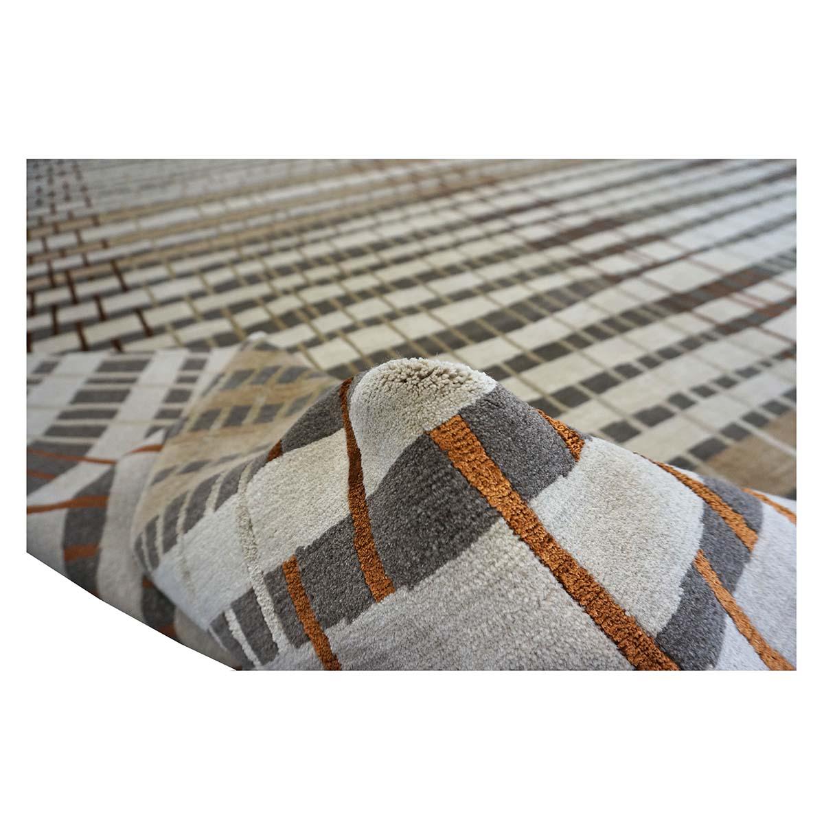 Tibetischer moderner Teppich aus Wolle und Seide des 21. Jahrhunderts 10X14 in Hellbraun, Elfenbein & Rost im Angebot 2