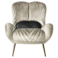 21st Century Tifnit Armchair in Leather by Roberto Cavalli Home Interiors