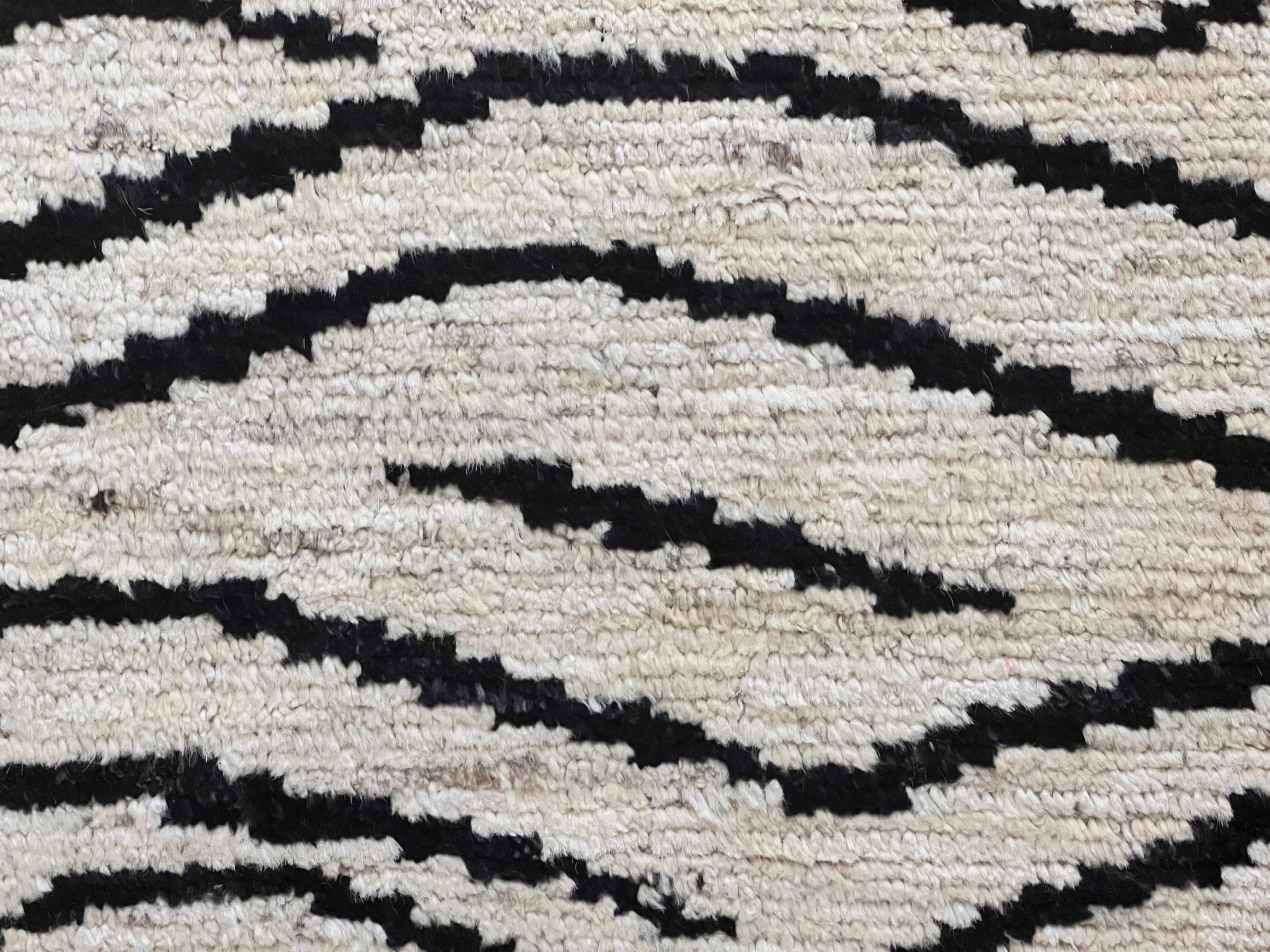 21st Century Tiger Black and White Afghan Runner Rug, Ca 2021 For Sale 2