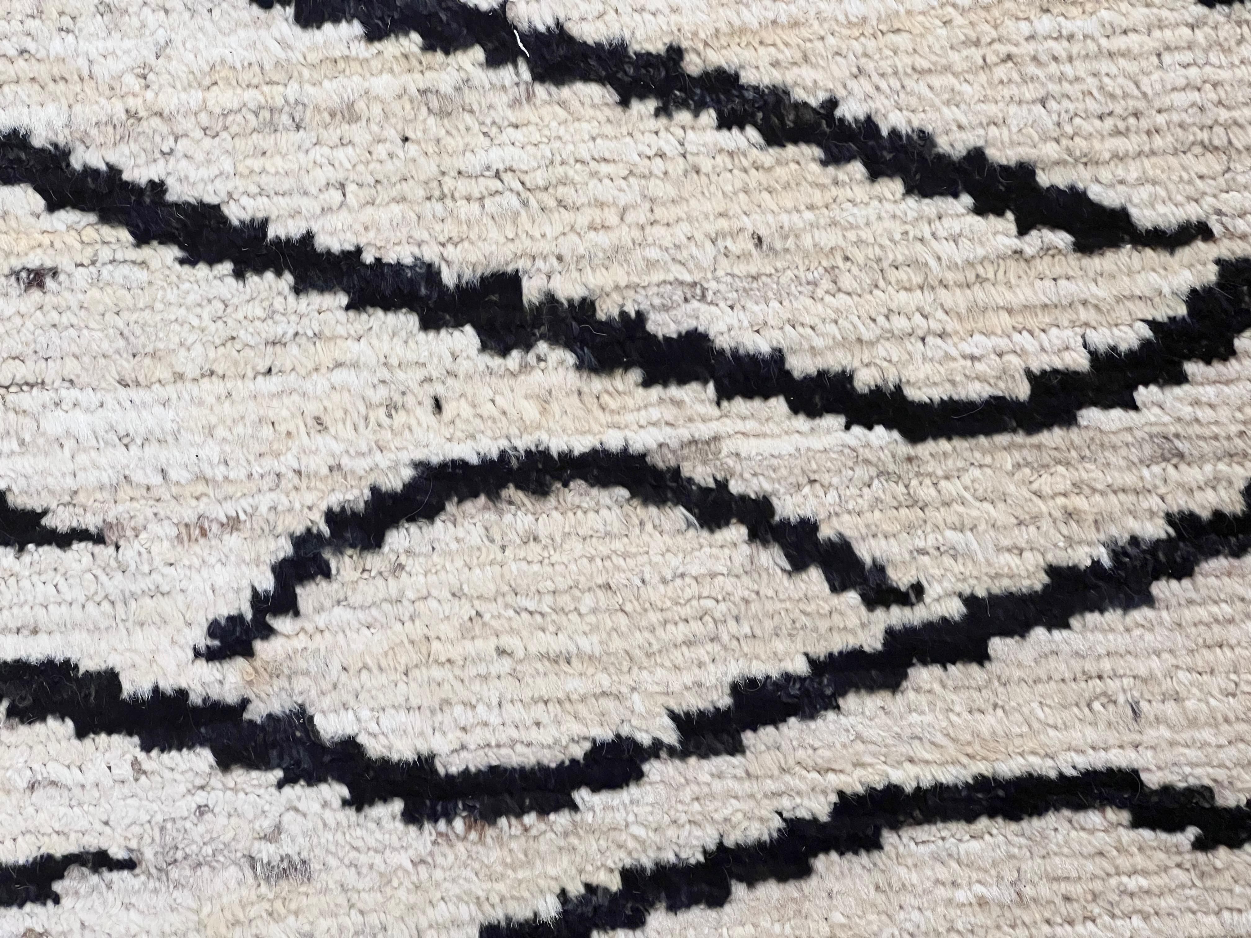 21st Century Tiger Black and White Afghan Runner Rug, Ca 2021 For Sale 3