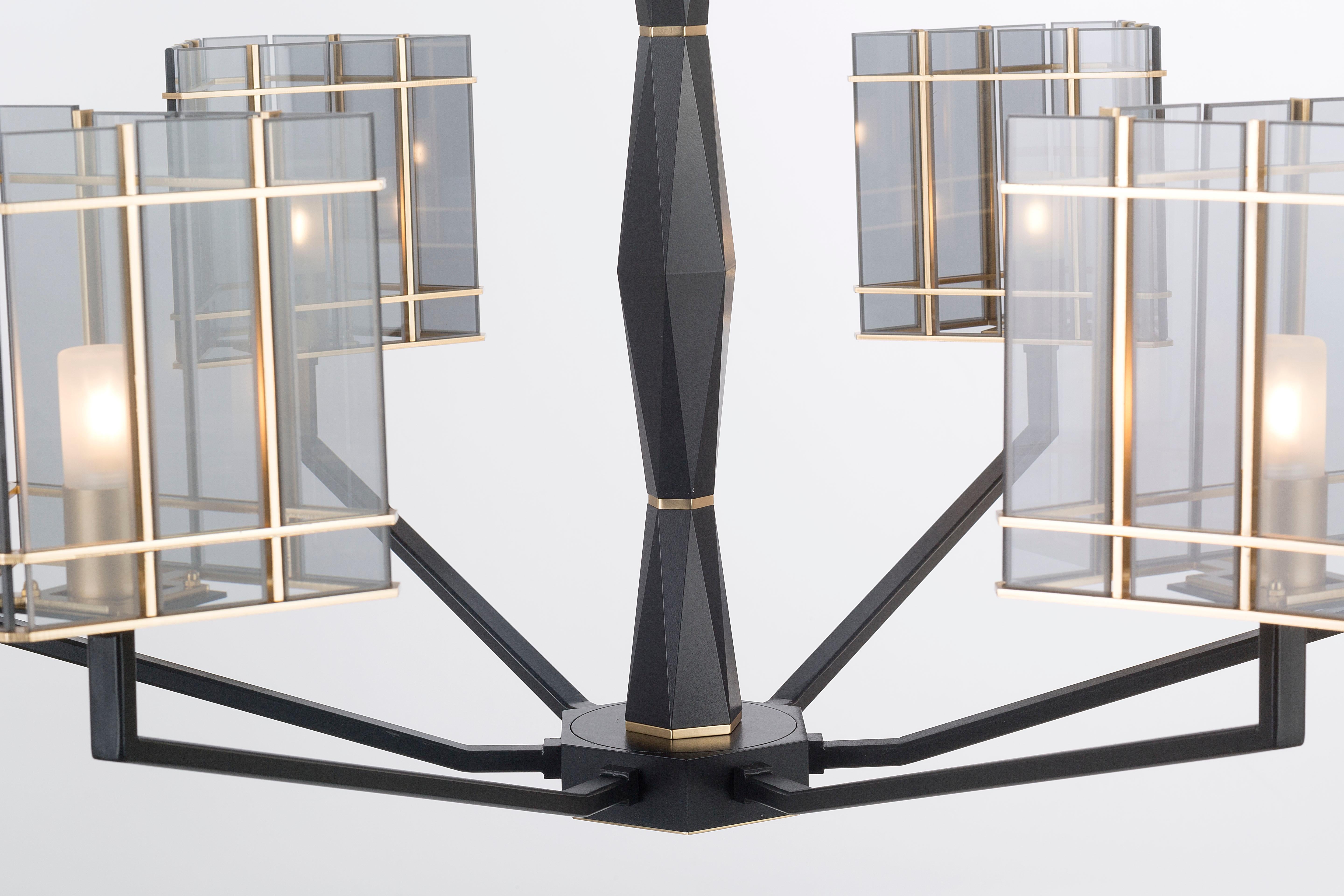 Art Deco TOP GLASS Chandelier 613-GK-X by OFFICINA LUCE For Sale