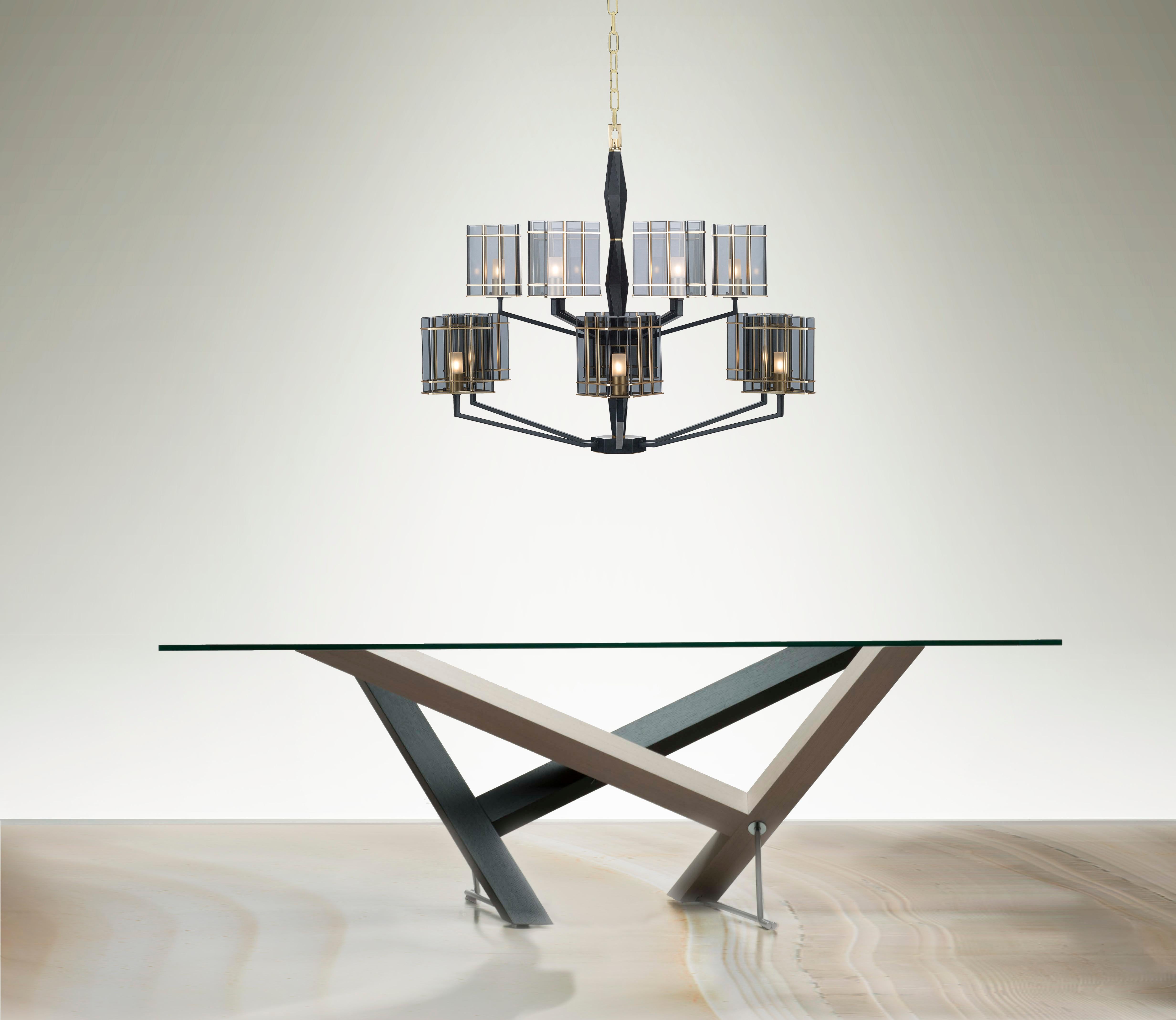 Art Deco TOP GLASS Chandelier 611-GK-X by OFFICINA LUCE For Sale