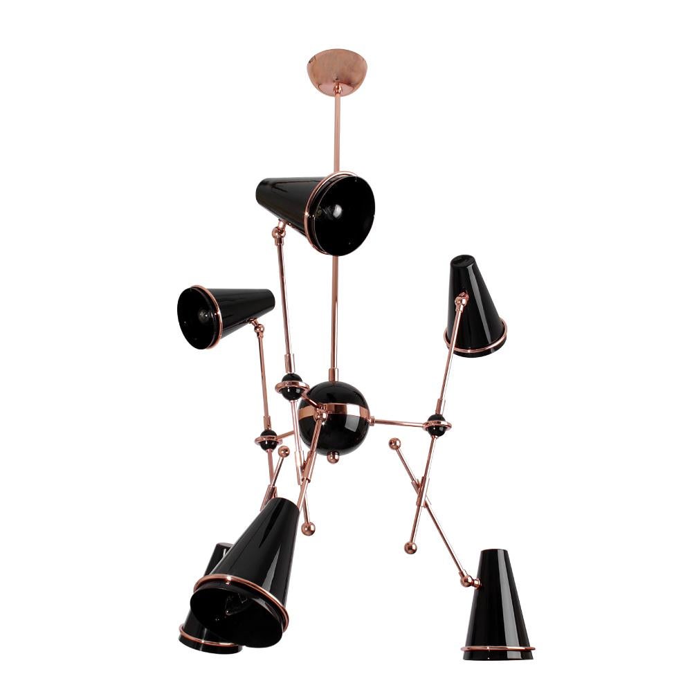 New is a relative term in Istambul. Much of what you will see here, dates from the 19th century and so is this stylized lamp. Honouring the skills in metalworking of Turkish artisans, Tophane modern suspension lamp mixes copper plated brass arms