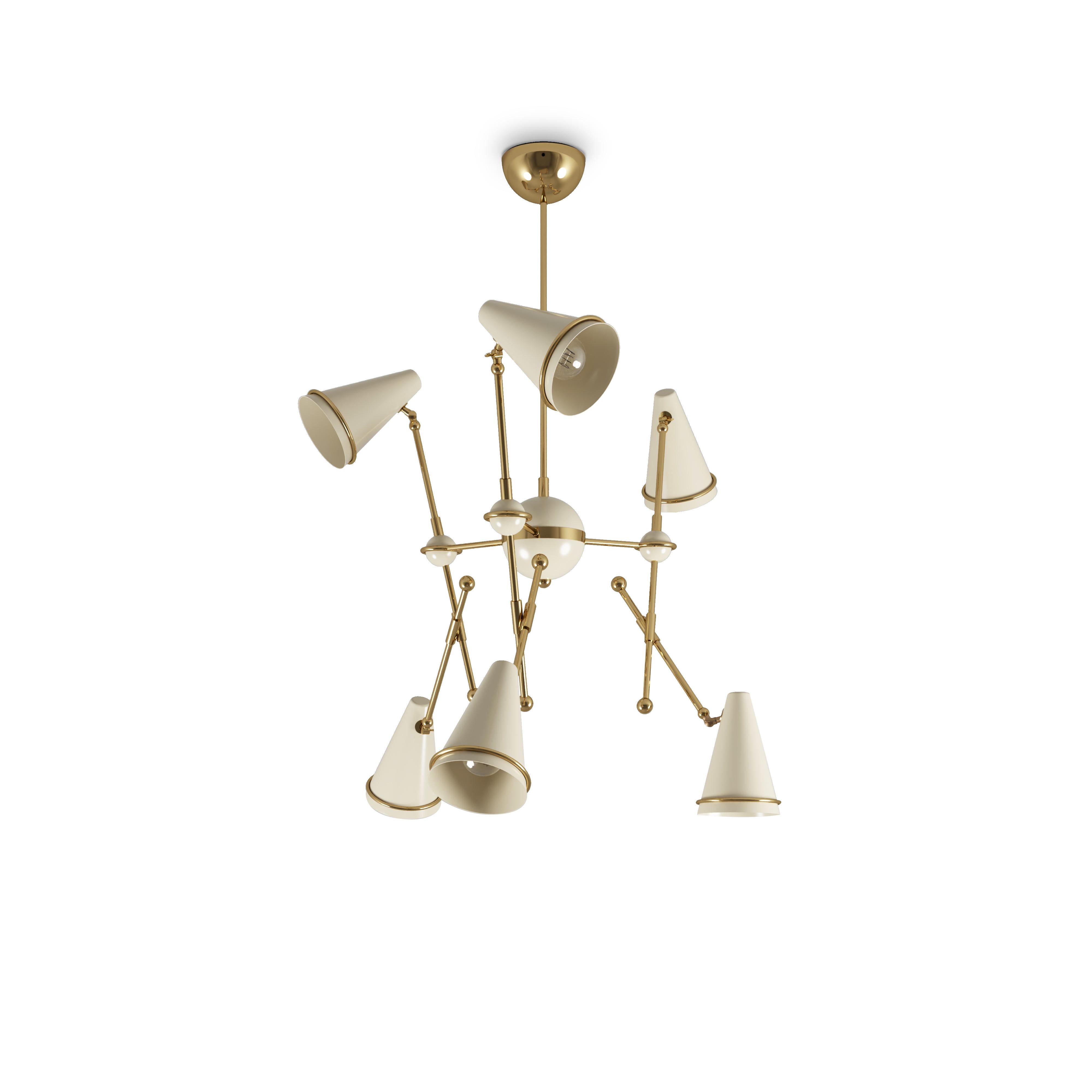 21st Century Tophane Suspension Lamp Brass Aluminium For Sale 2