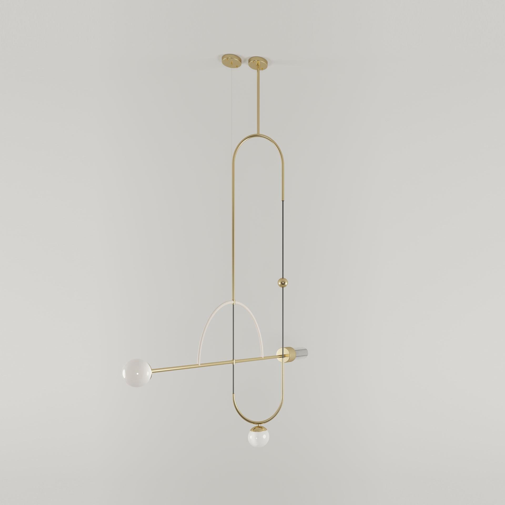 Contemporary 21st Century Tortona Suspension Lamp Brass Glass For Sale