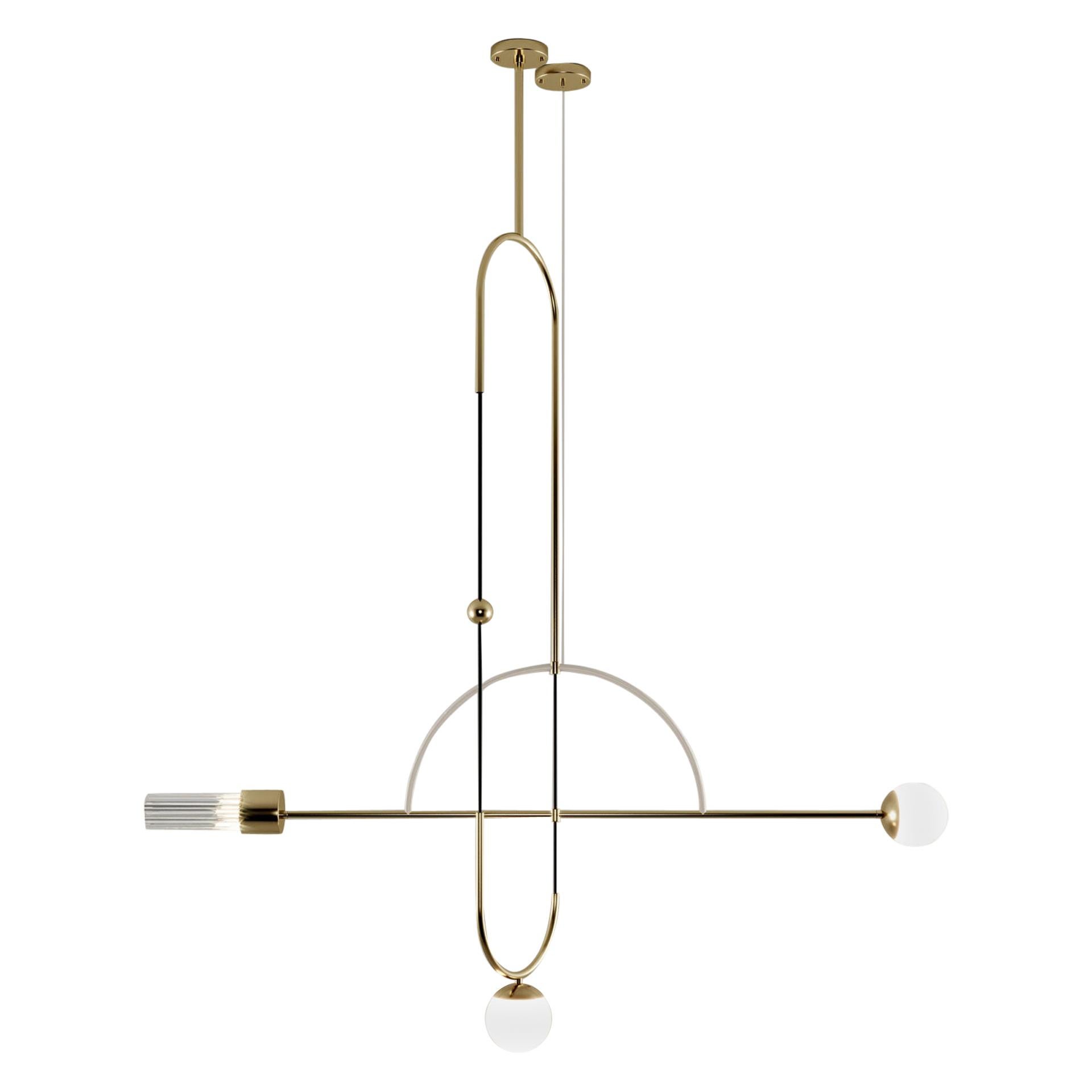 21st Century Tortona Suspension Lamp Brass Glass For Sale
