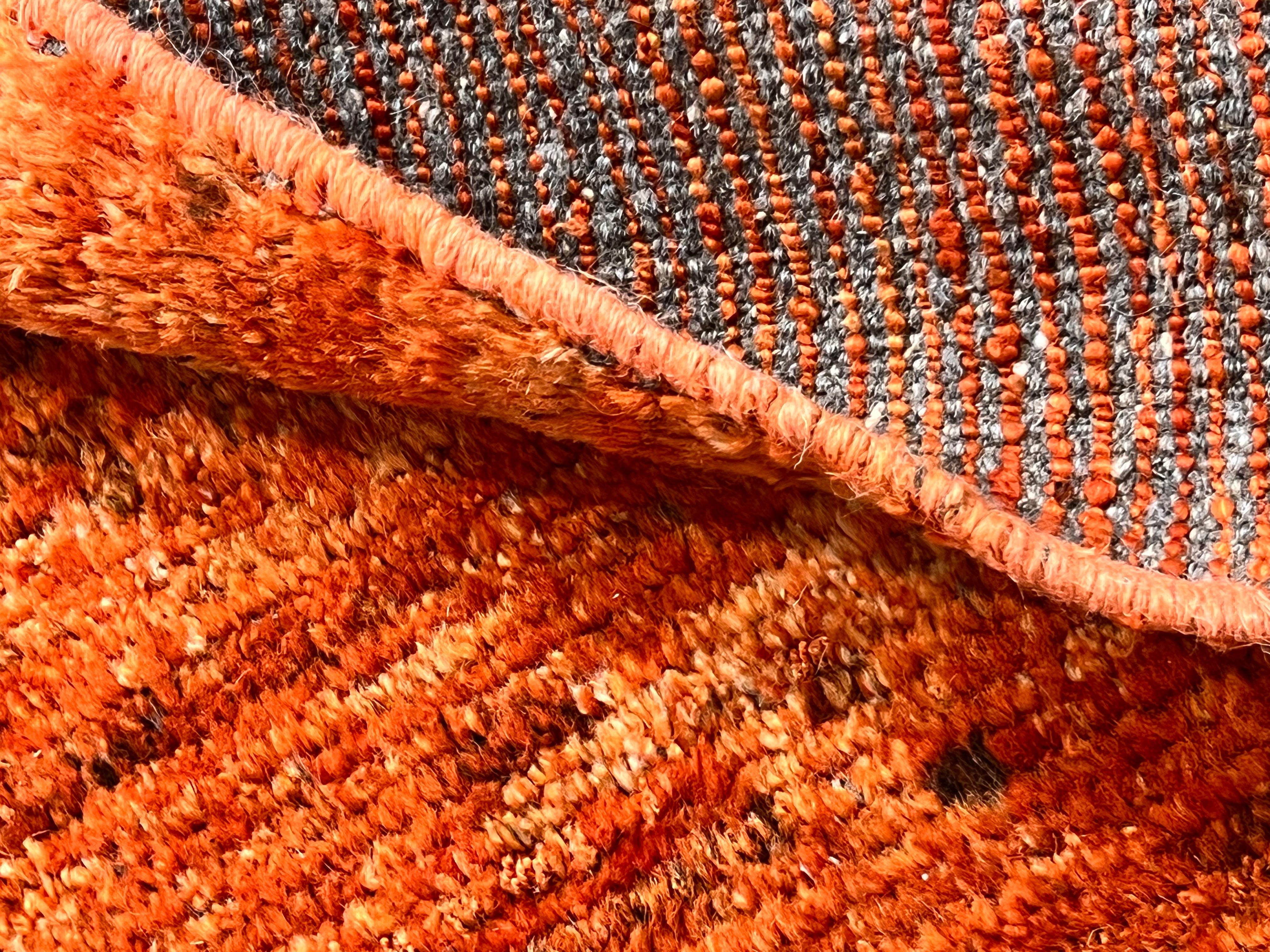 Wool 21st Century, Total Orange Berber Ozbek Rug, Ca 2021 For Sale