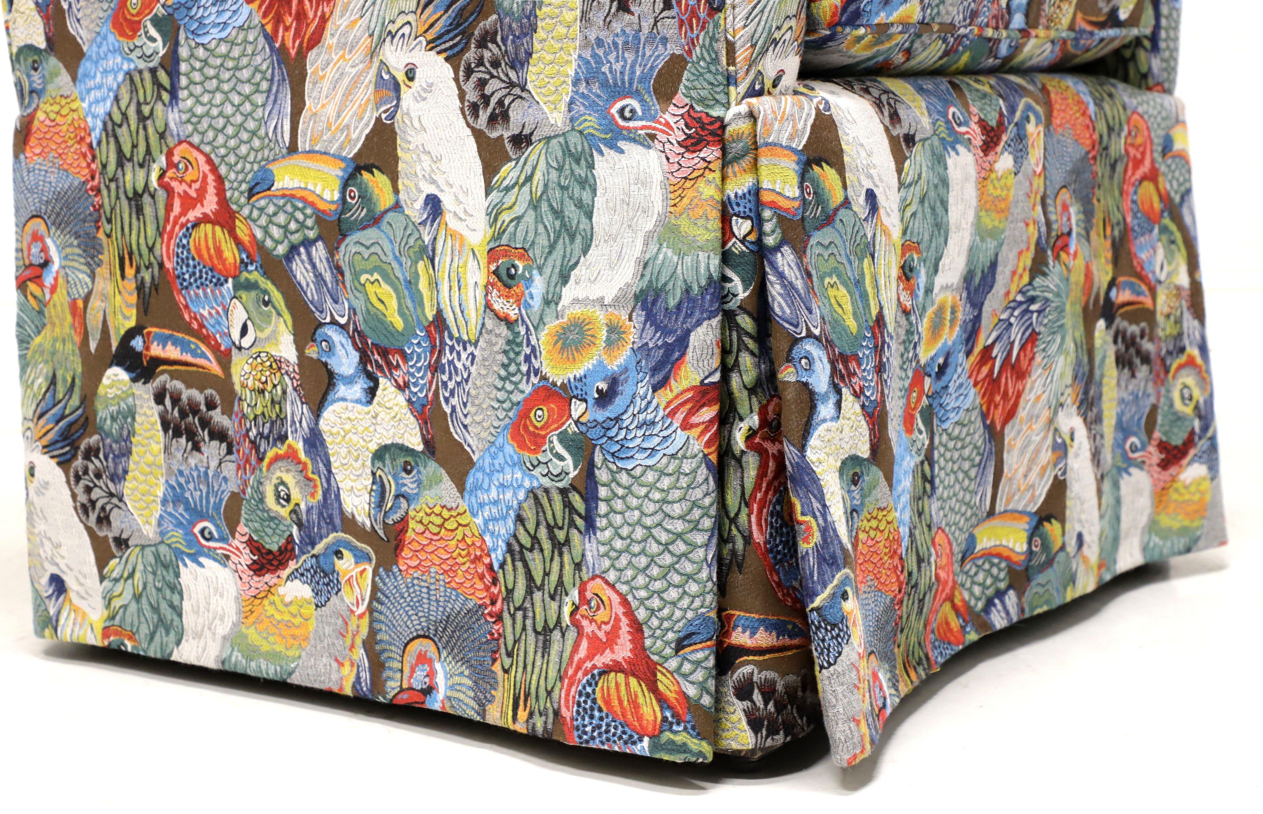 21st Century Traditional Club Chairs in Colorful Bird Themed Fabric - Pair For Sale 4