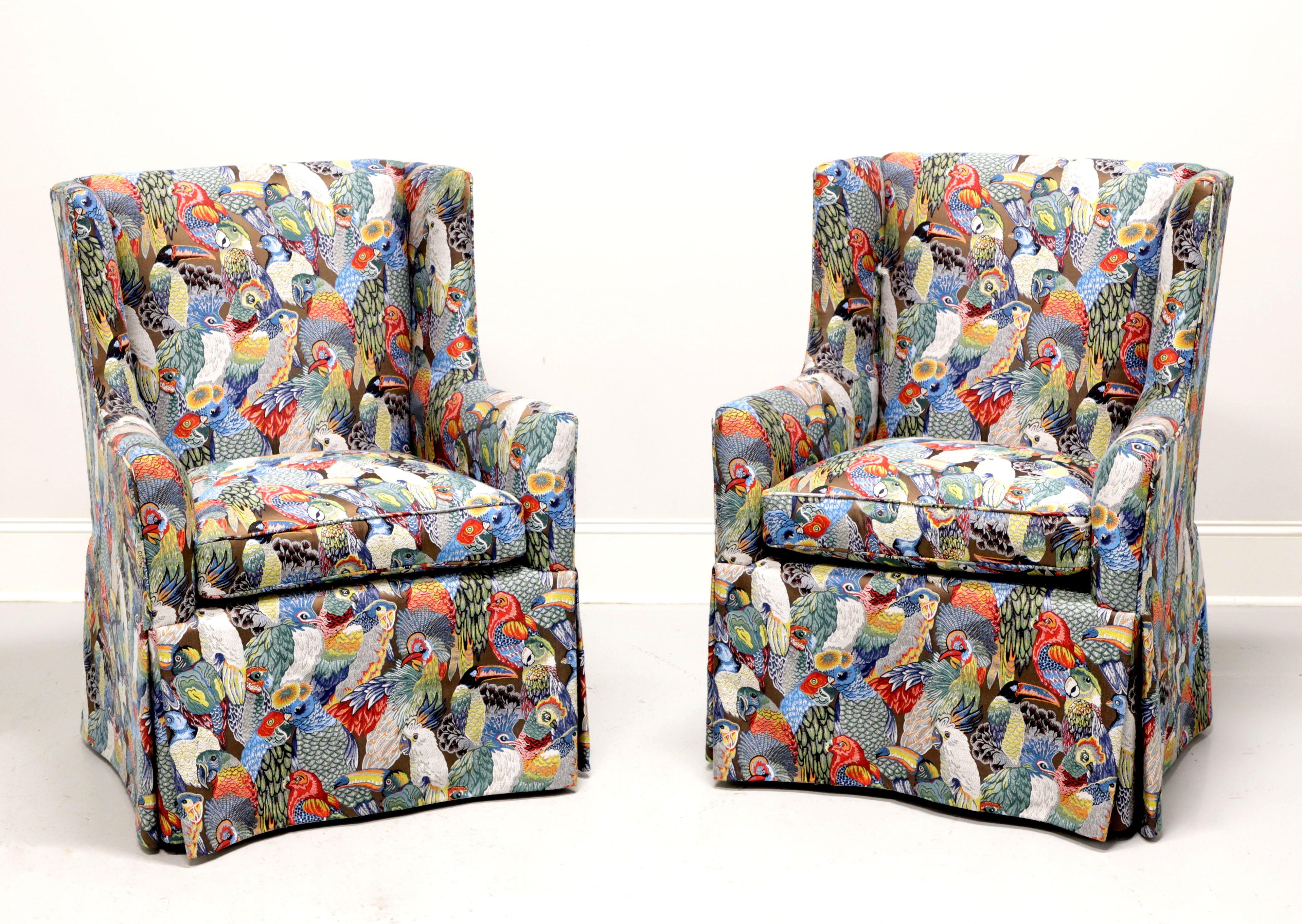 21st Century Traditional Club Chairs in Colorful Bird Themed Fabric - Pair For Sale 6