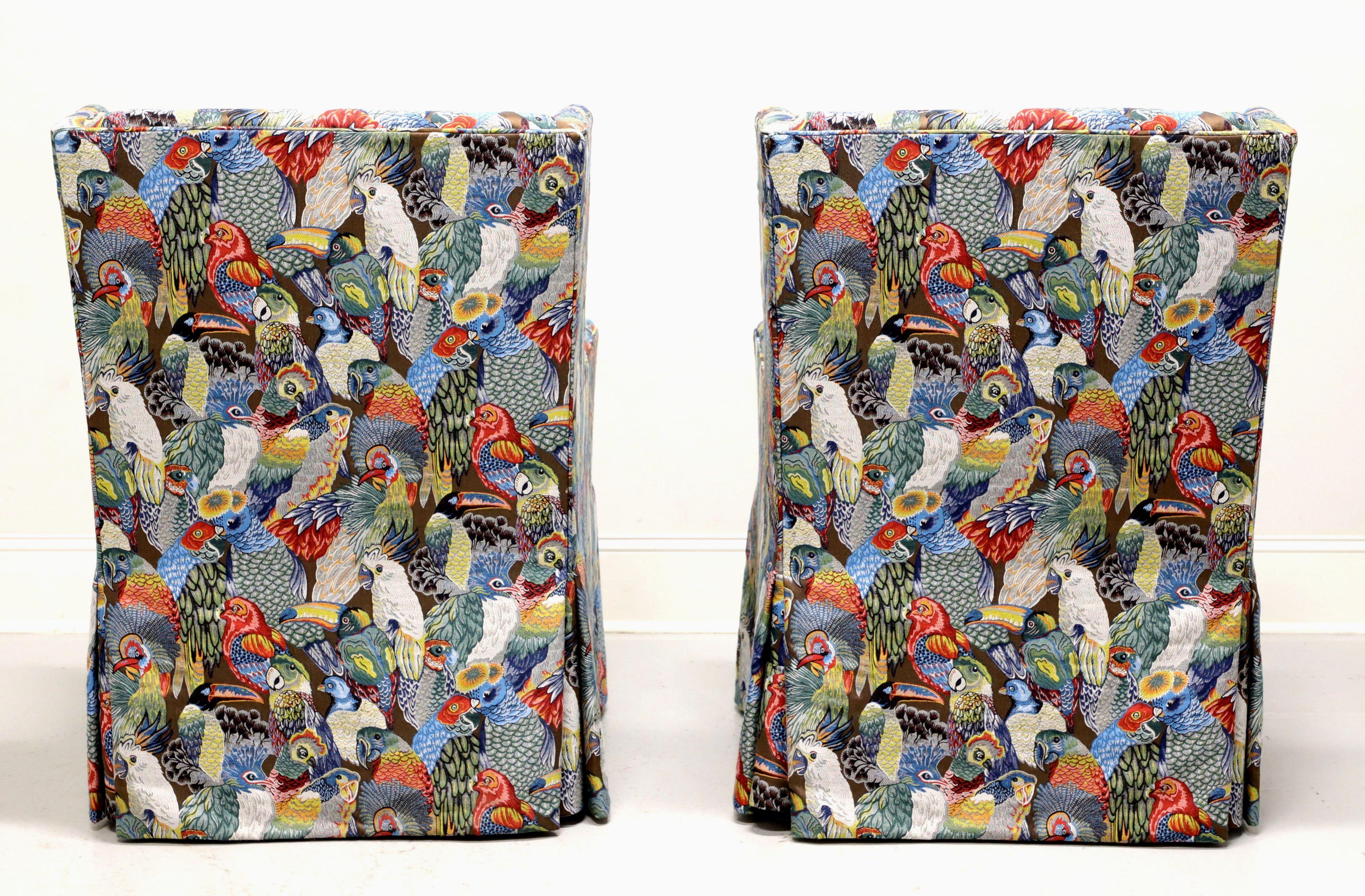 21st Century Traditional Club Chairs in Colorful Bird Themed Fabric - Pair In Excellent Condition For Sale In Charlotte, NC