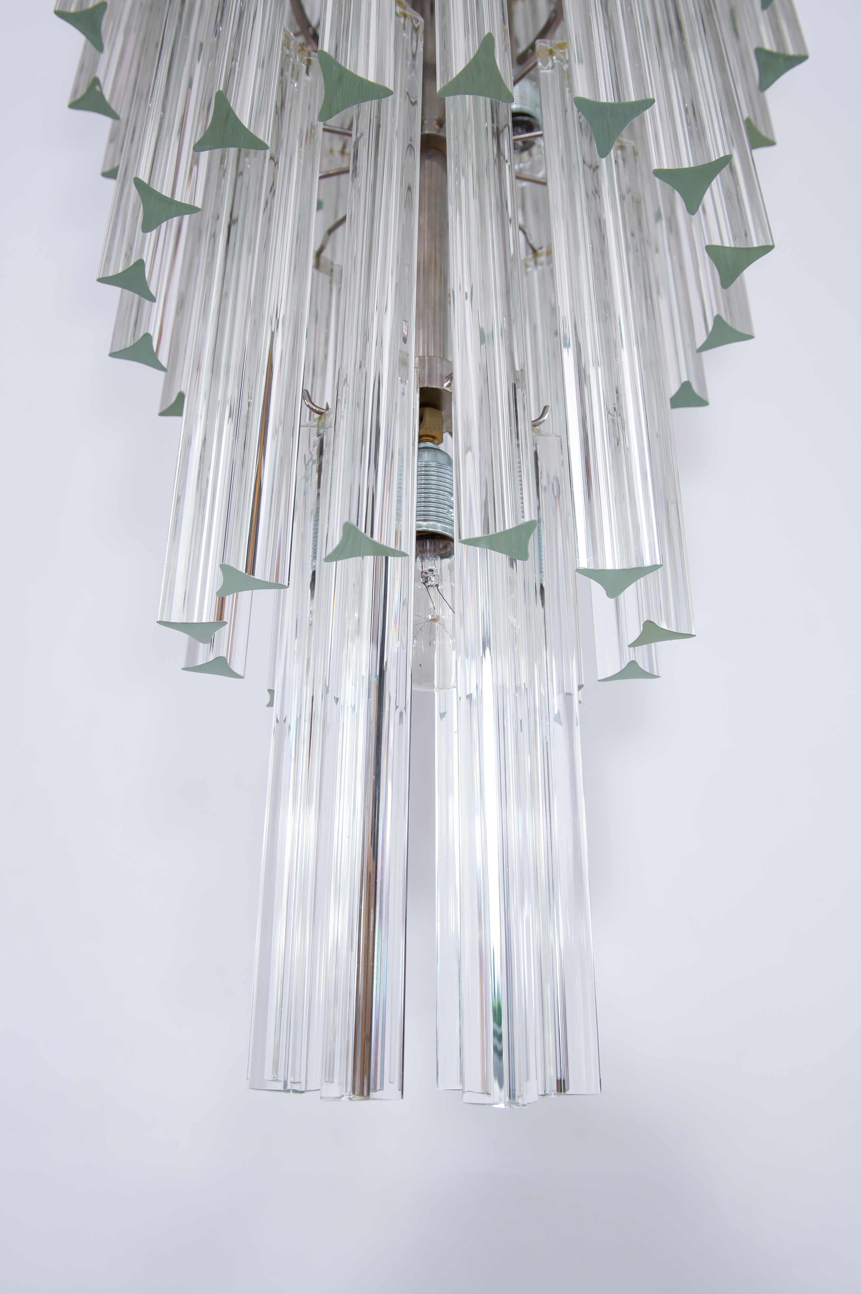 21st Century Transparent Murano Glass Cone Chandelier, Made in Venice For Sale 11