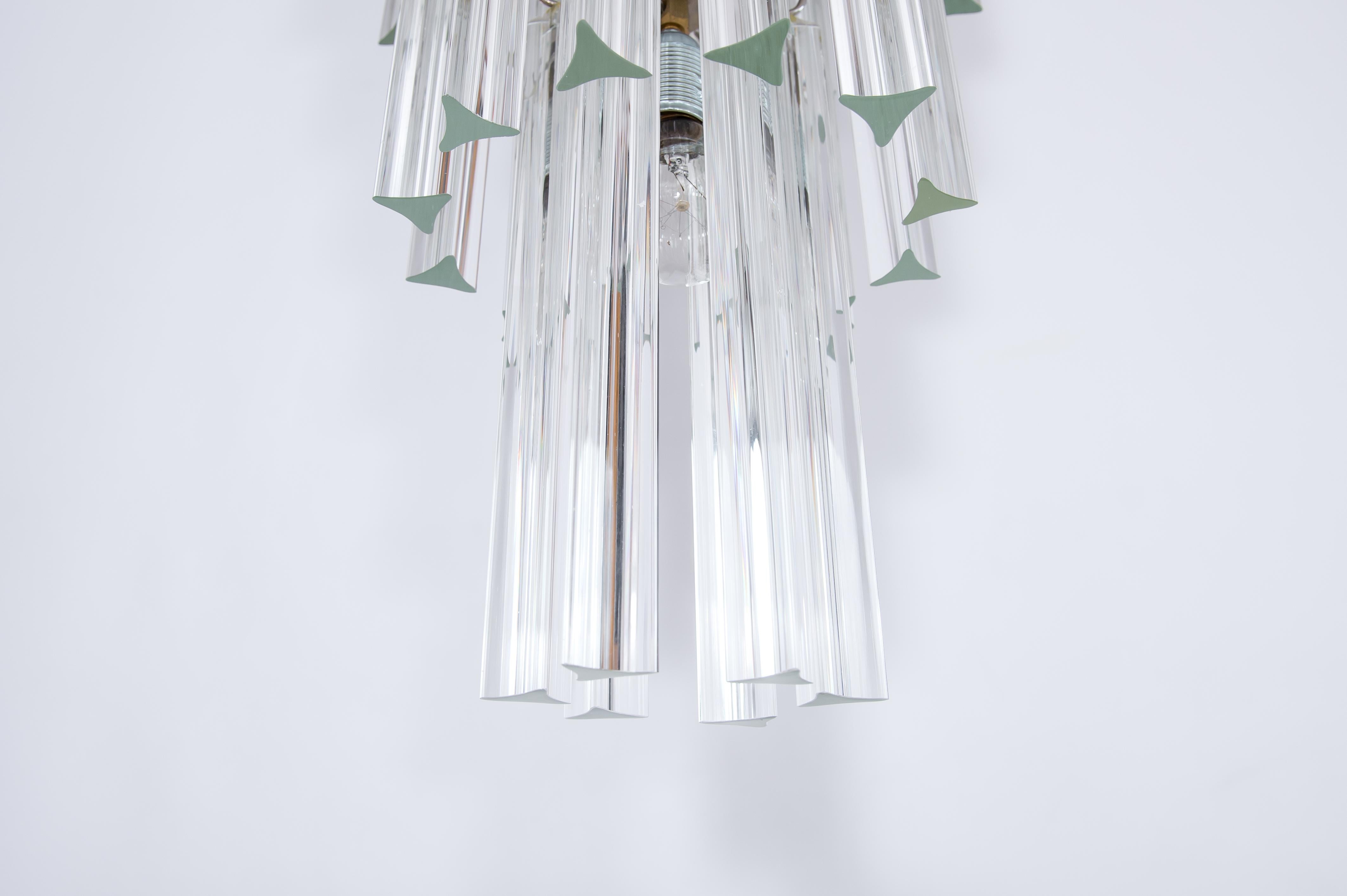Lustre à cônes en verre de Murano transparent du 21e siècle, fabriqué à Venise en vente 11