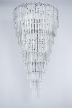 21st Century Transparent Murano Glass Cone Chandelier, Made in Venice