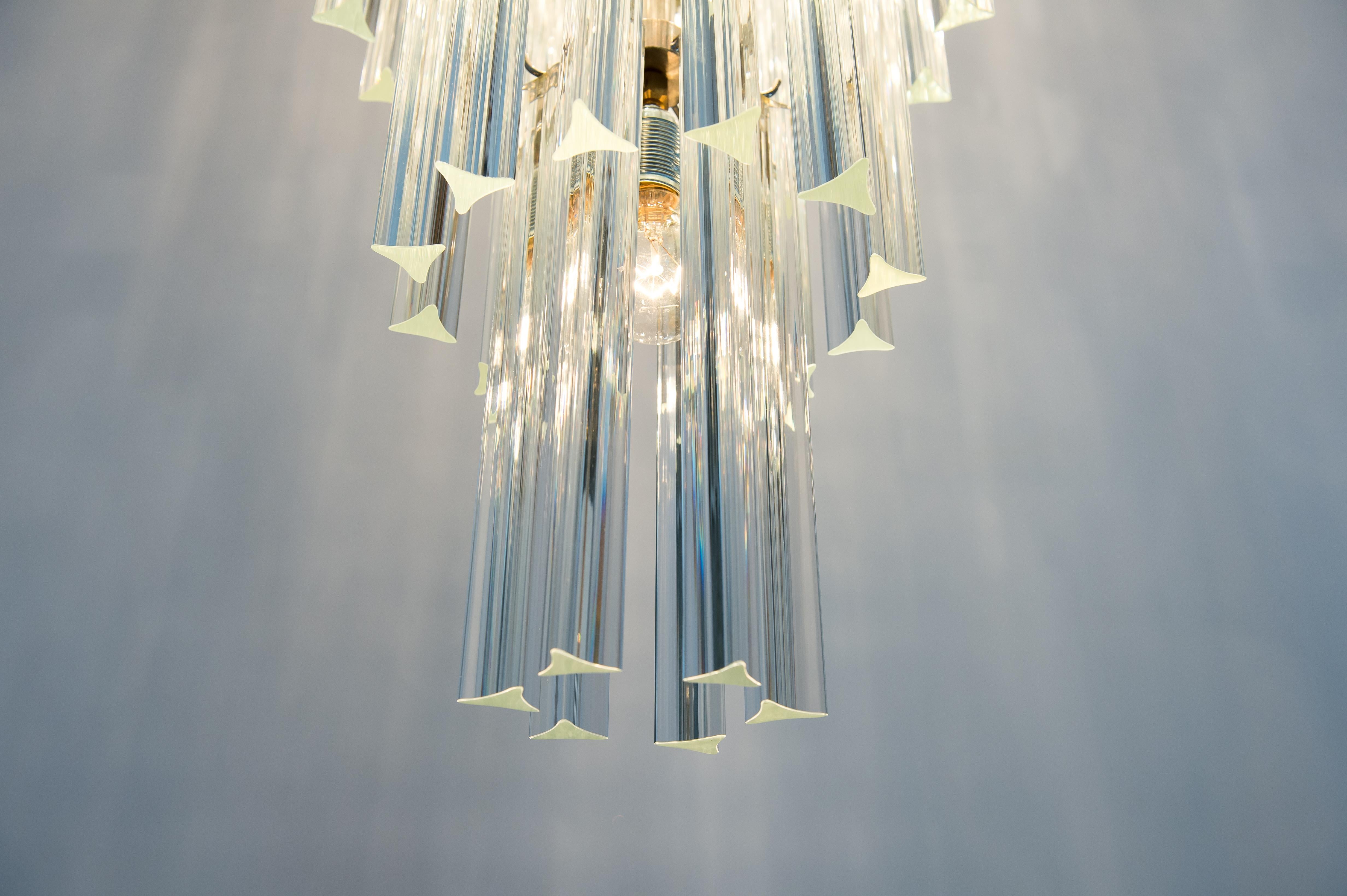 21st Century Transparent Murano Glass Cone Chandelier, Made in Venice In New Condition For Sale In Villaverla, IT
