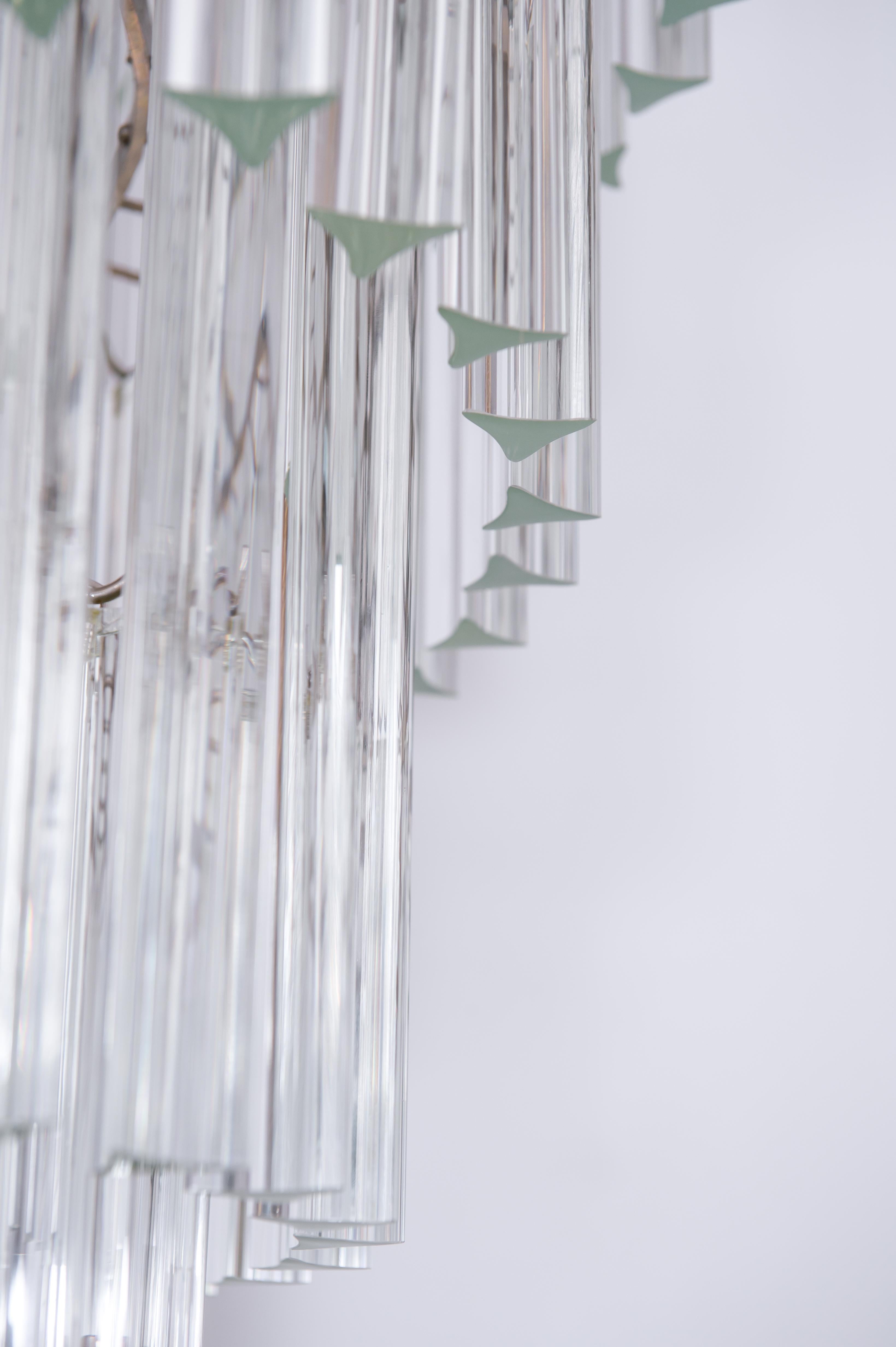 Verre Lustre à cônes en verre de Murano transparent du 21e siècle, fabriqué à Venise en vente