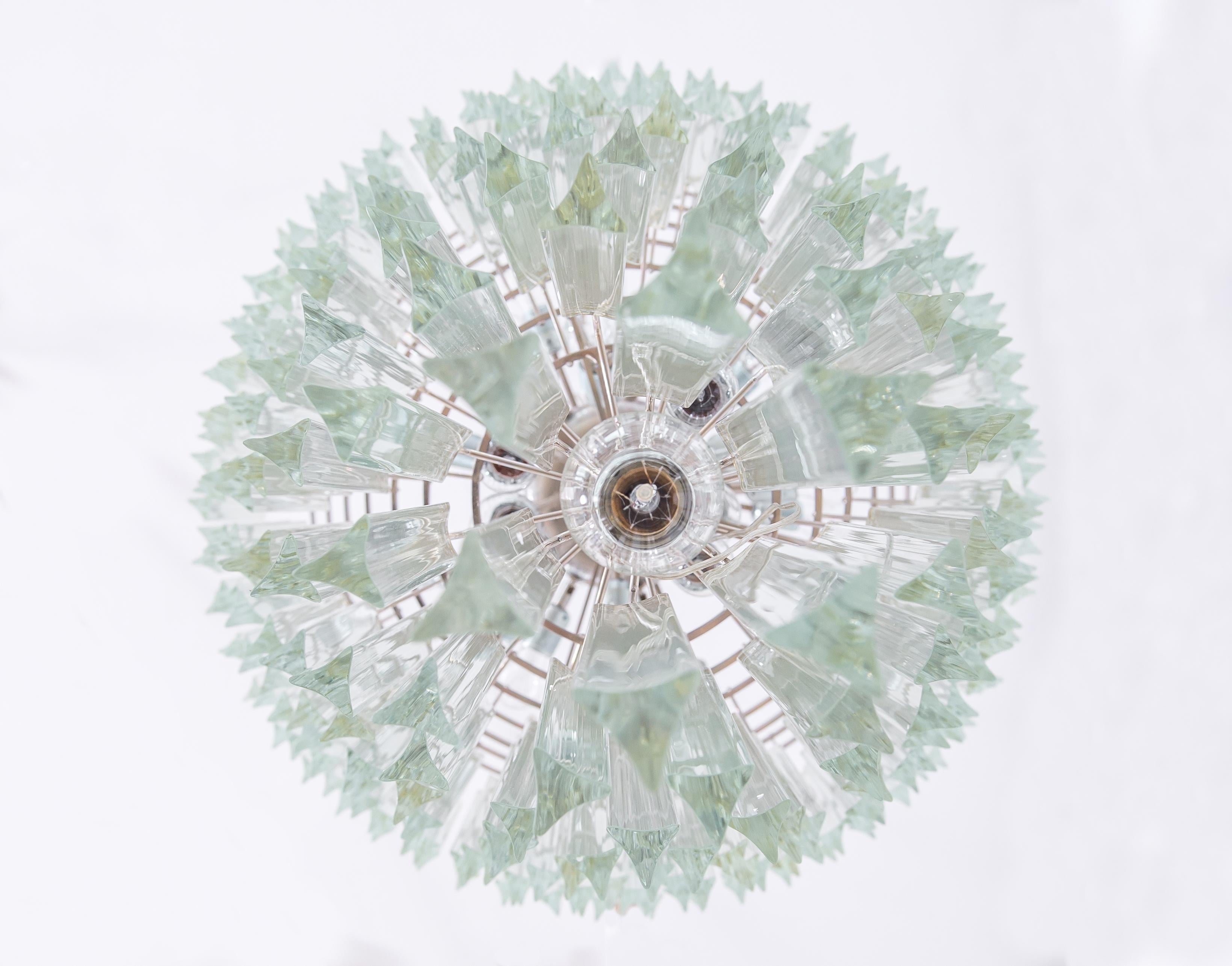 Lustre à cônes en verre de Murano transparent du 21e siècle, fabriqué à Venise en vente 1