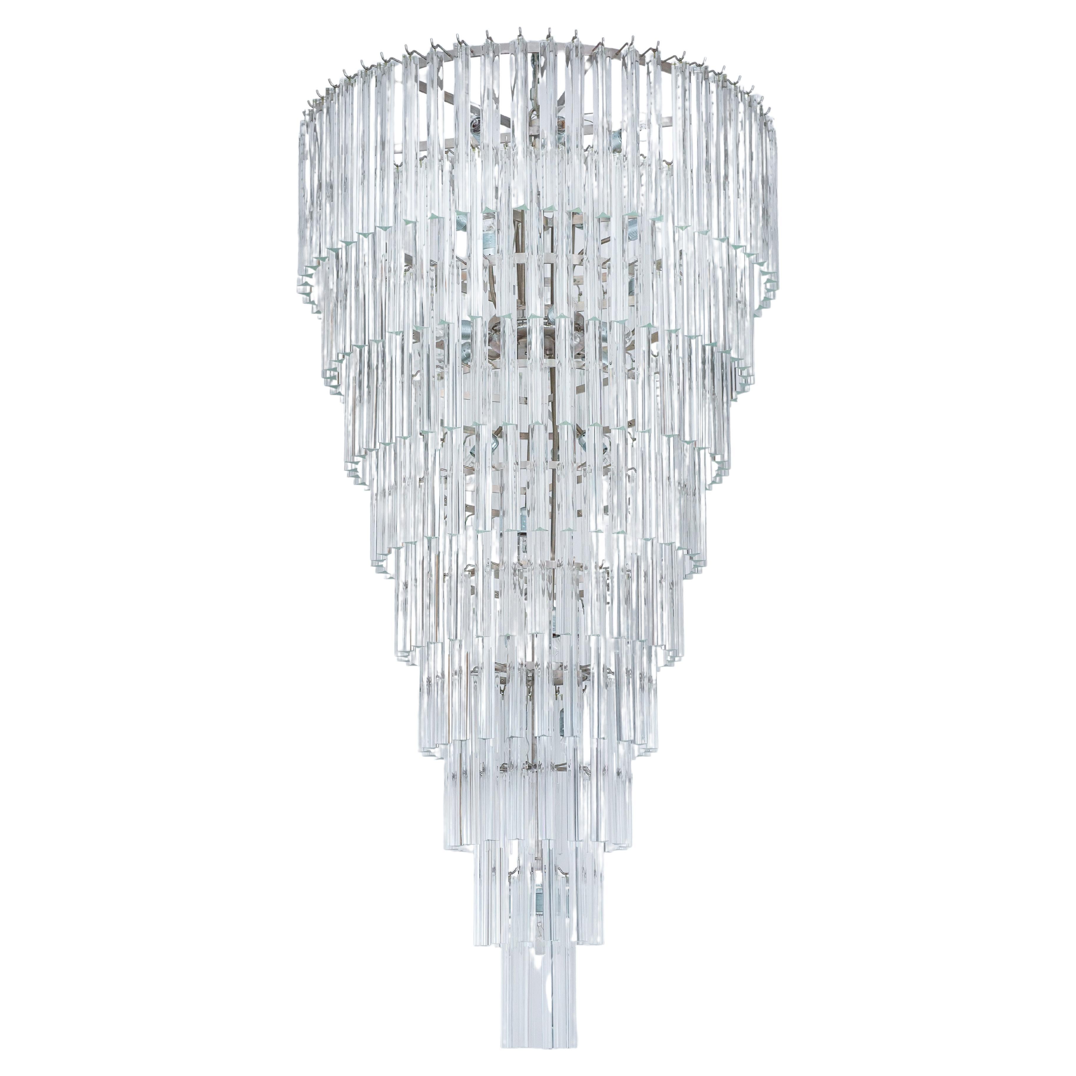 21st Century Transparent Murano Glass Cone Chandelier, Made in Venice For Sale